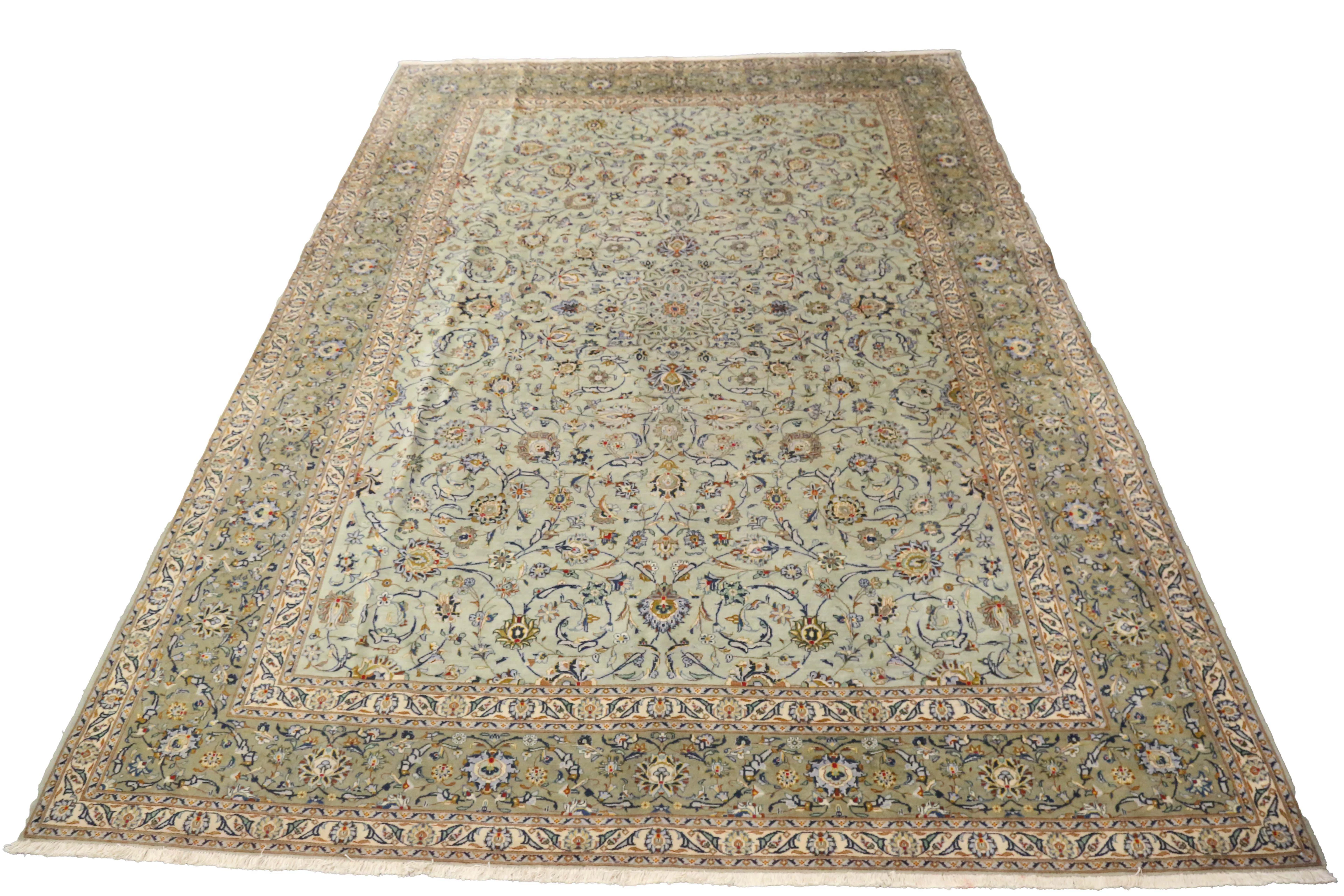 A Kashan carpet, Central Persia, late 20th century, the celadon field