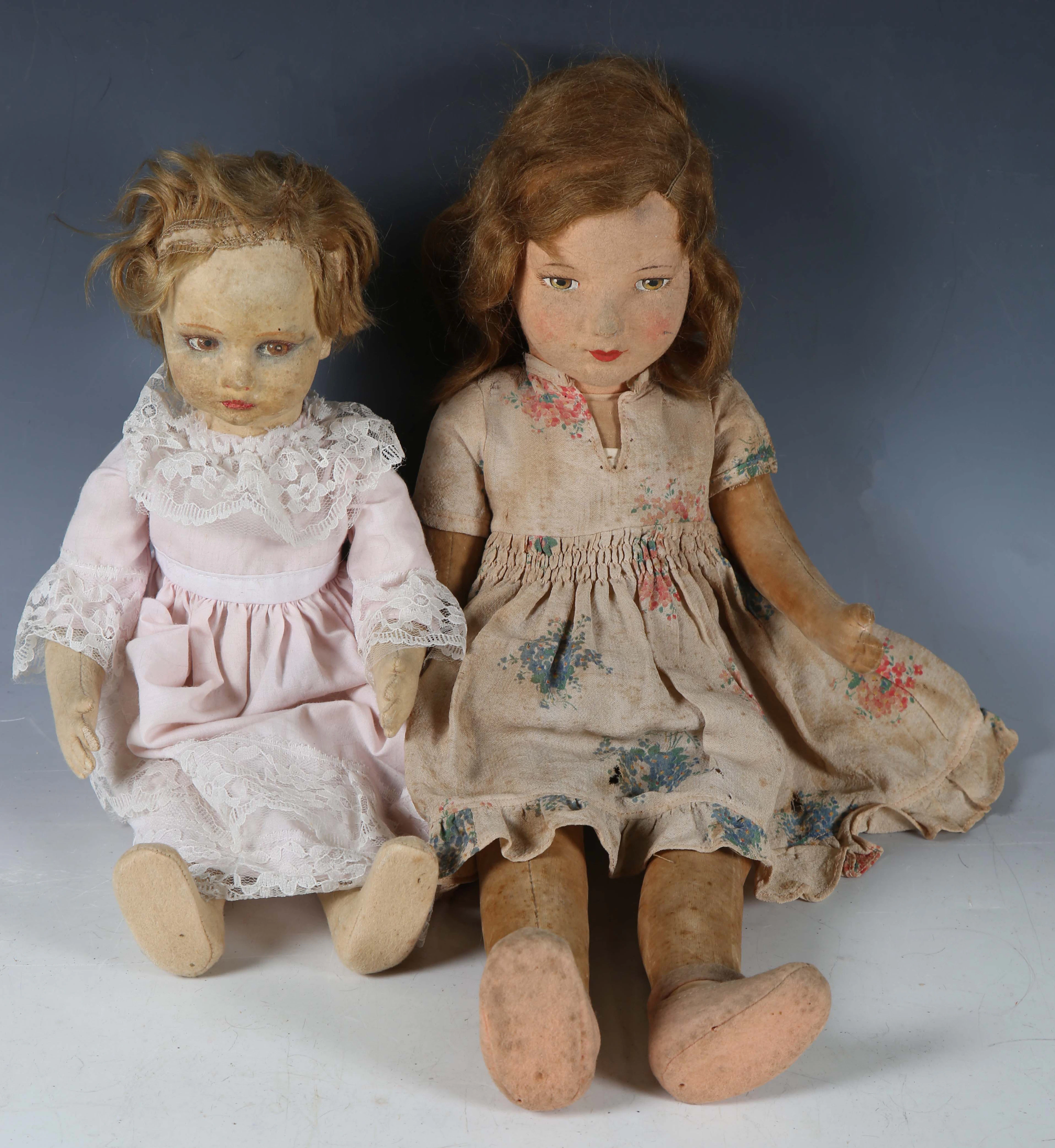 A Chad Valley felt doll with painted features, height 46cm, together