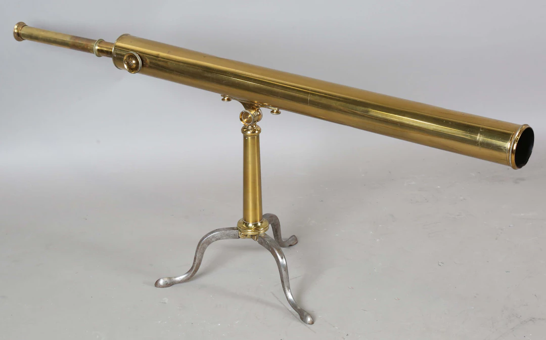 An early 20th century gilt lacquered brass telescope, the 95cm tube