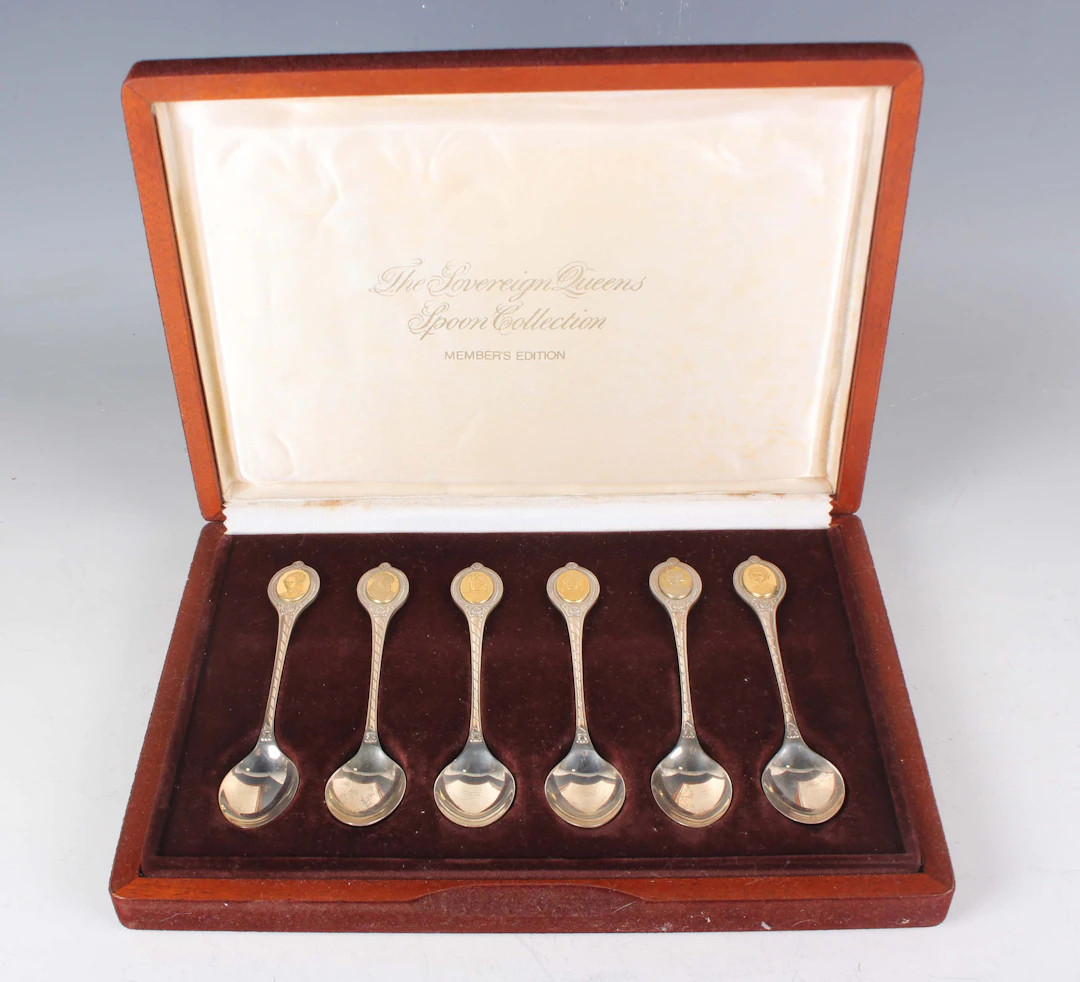 A set of six Elizabeth II 'The Sovereign Queens' silver spoons, Sheffield