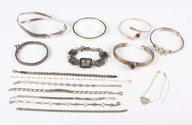 A Swedish .830 silver oval bangle with engine turned decoration, weight
