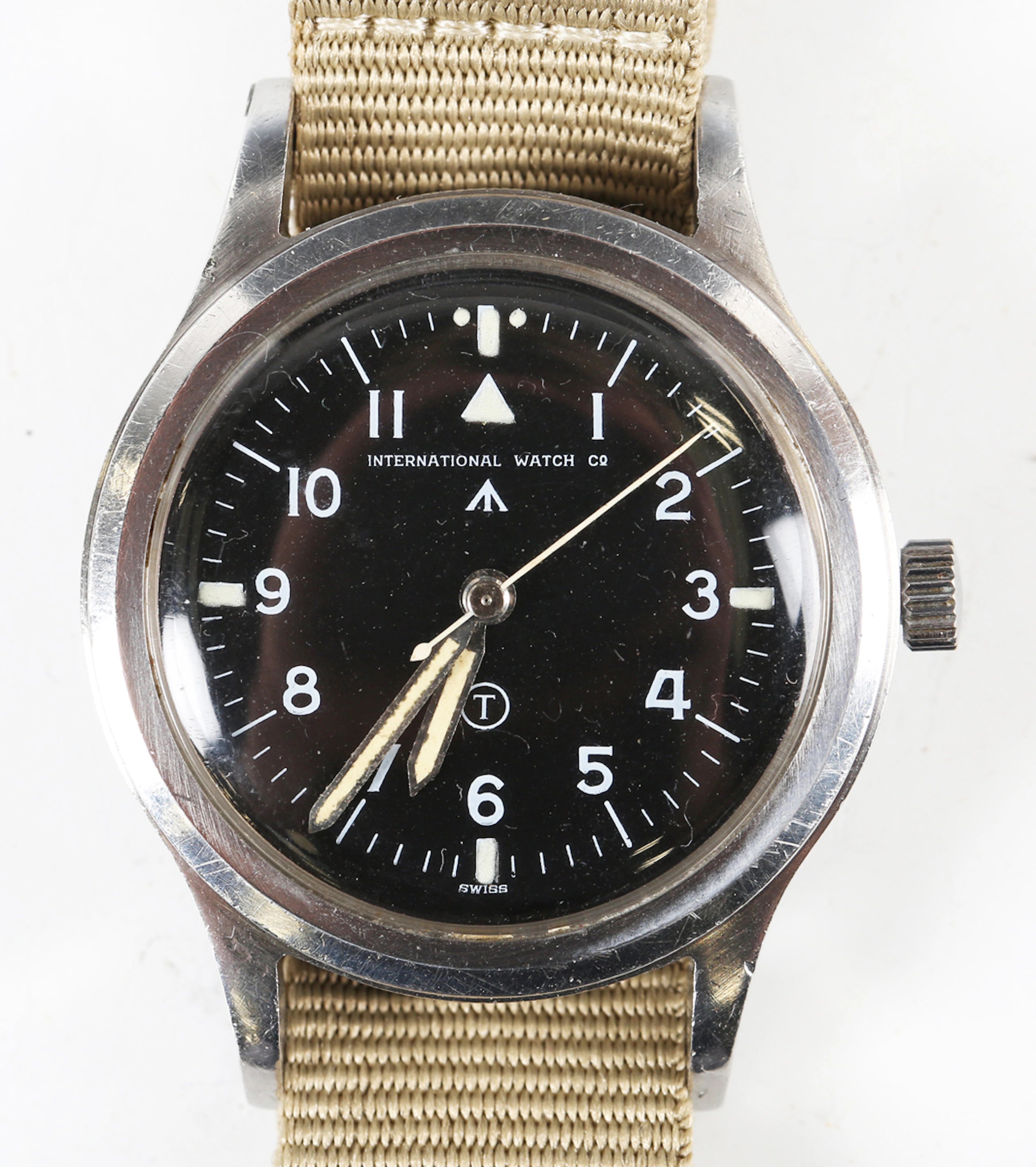 An International Watch Co military issue steel circular cased gentleman's