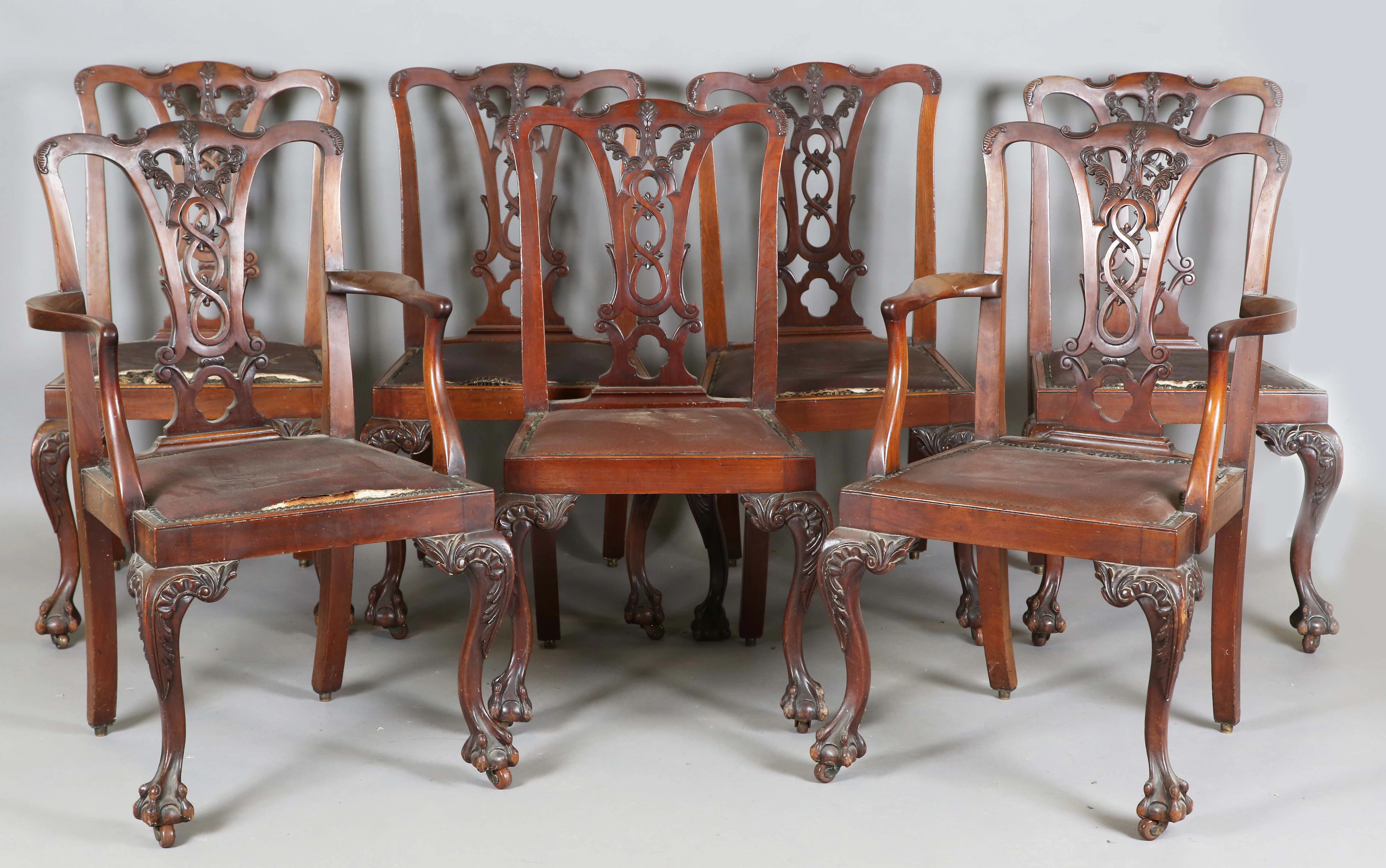 A set of seven early 20th century Chippendale style mahogany pierced