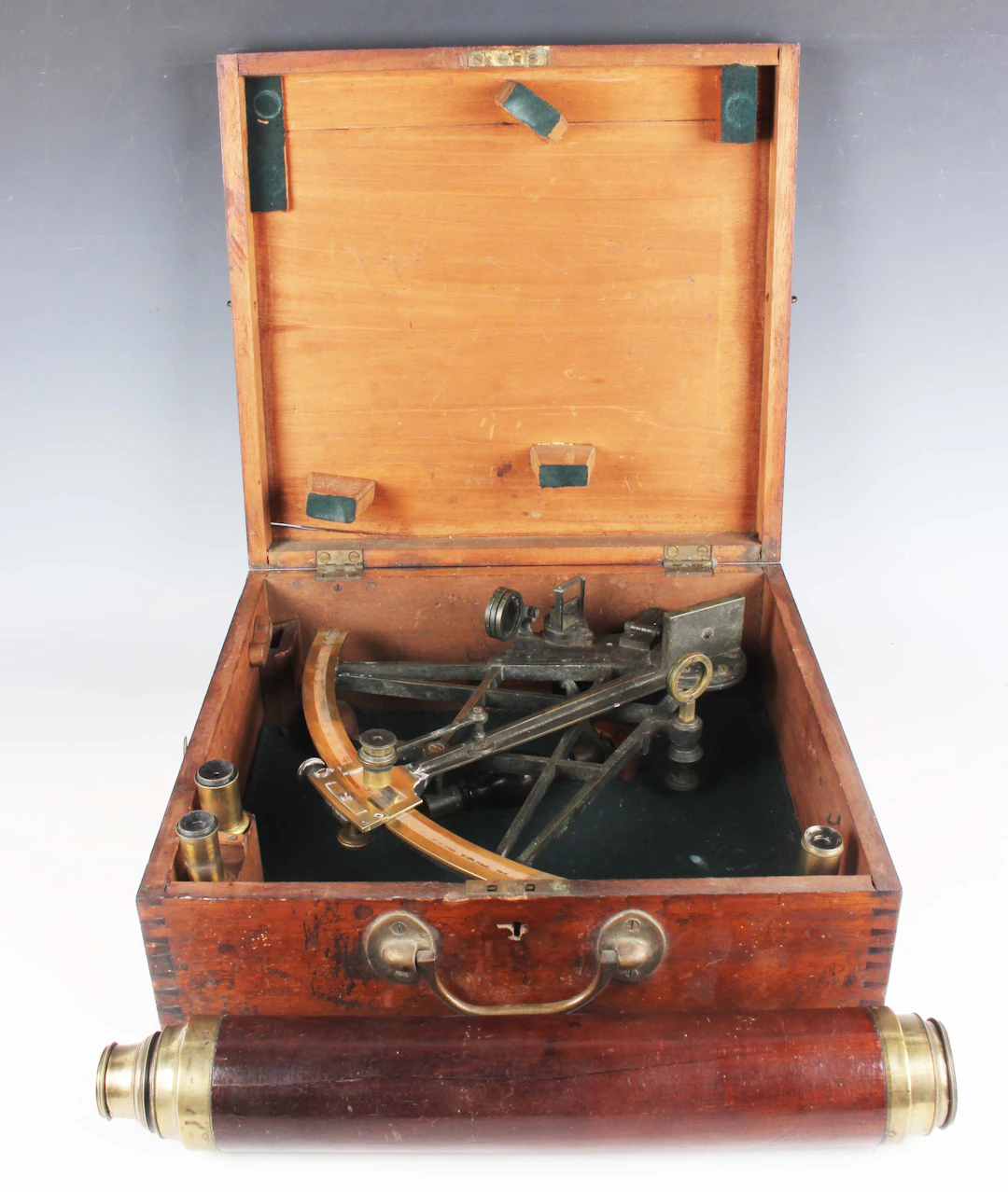 A late Victorian oxidized brass sextant, signed 'Dollond London'