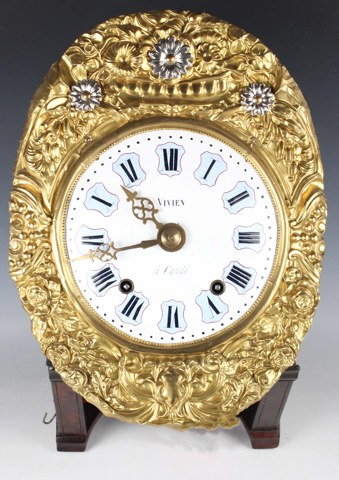 A late 19th century French comtoise or morbier wall clock, the weight