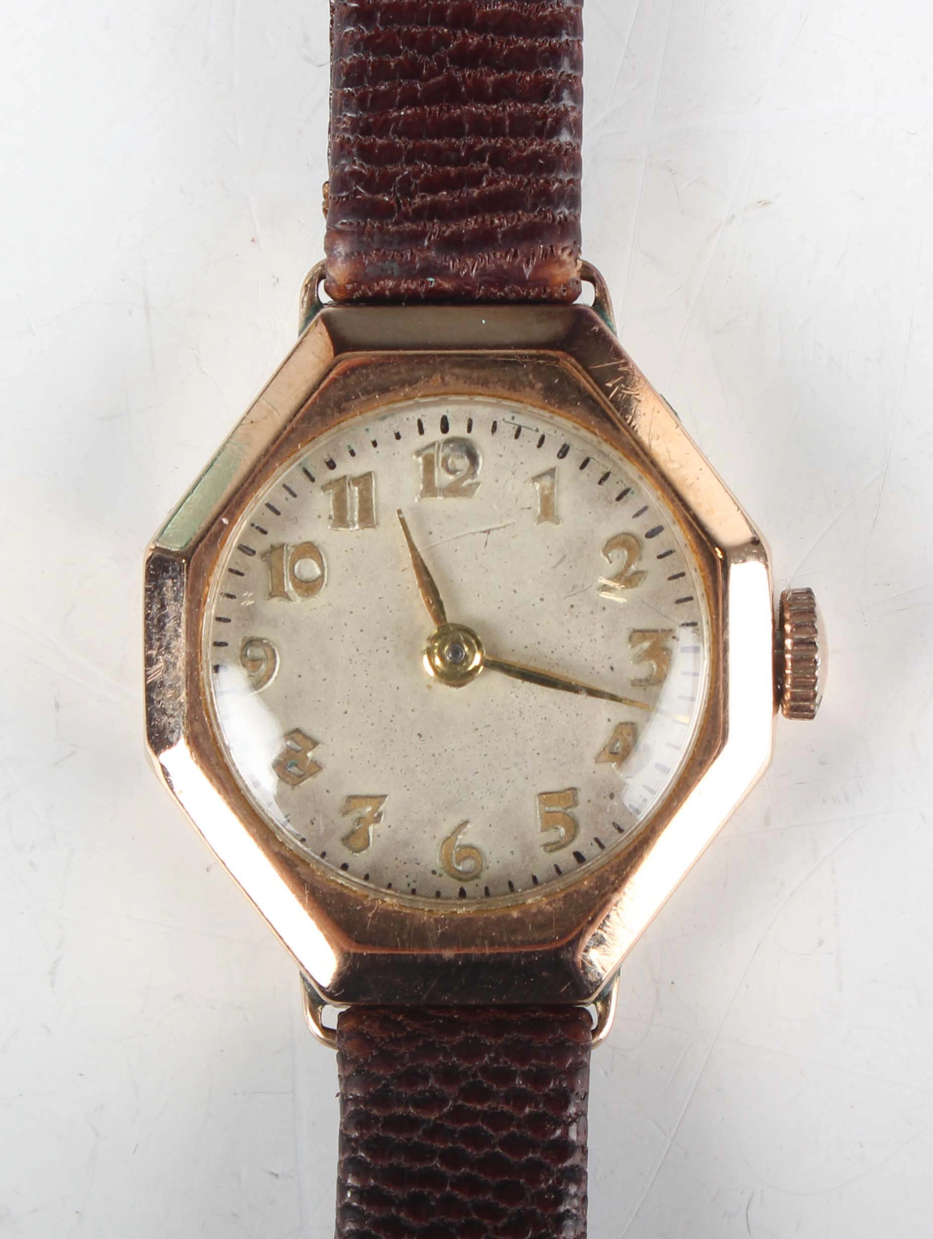 A Rolex 9ct gold octagonal cased lady's wristwatch with signed and