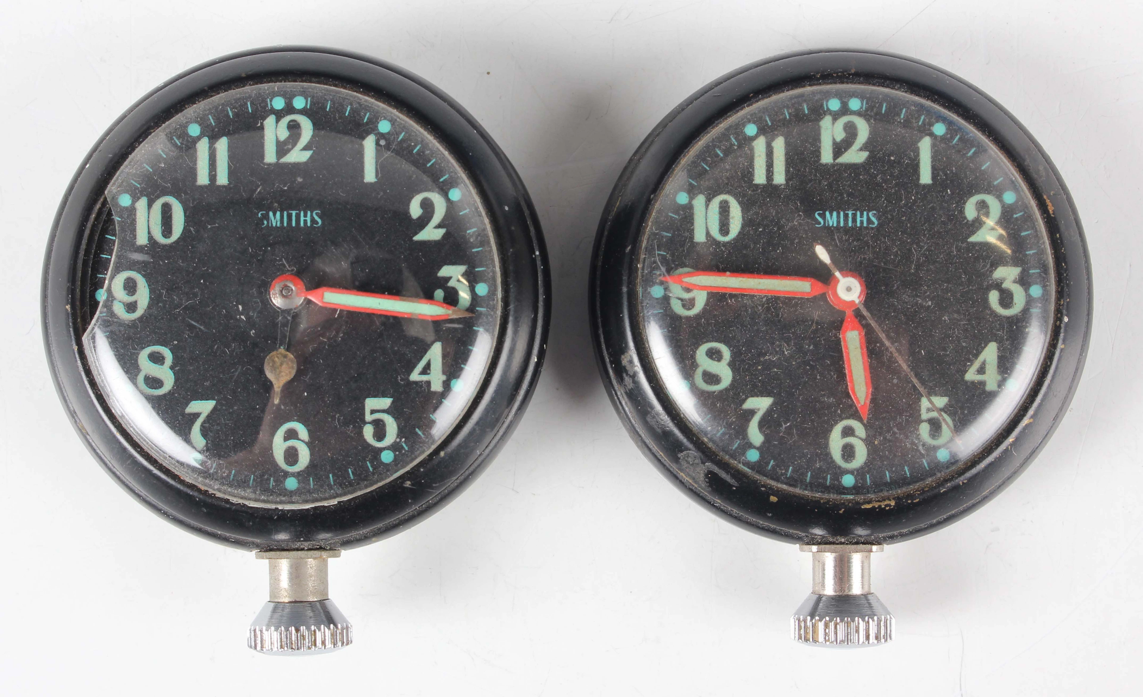 Two Smiths keyless wind classic car dashboard watches, circa 1960s