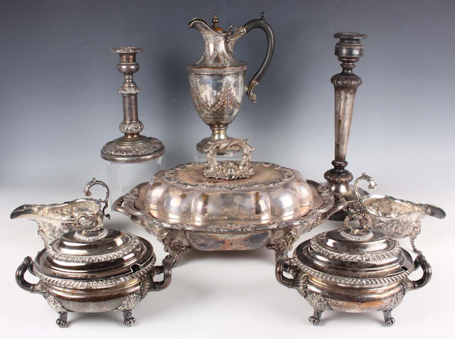 A group of 19th century Sheffield plate, including a pair of oval