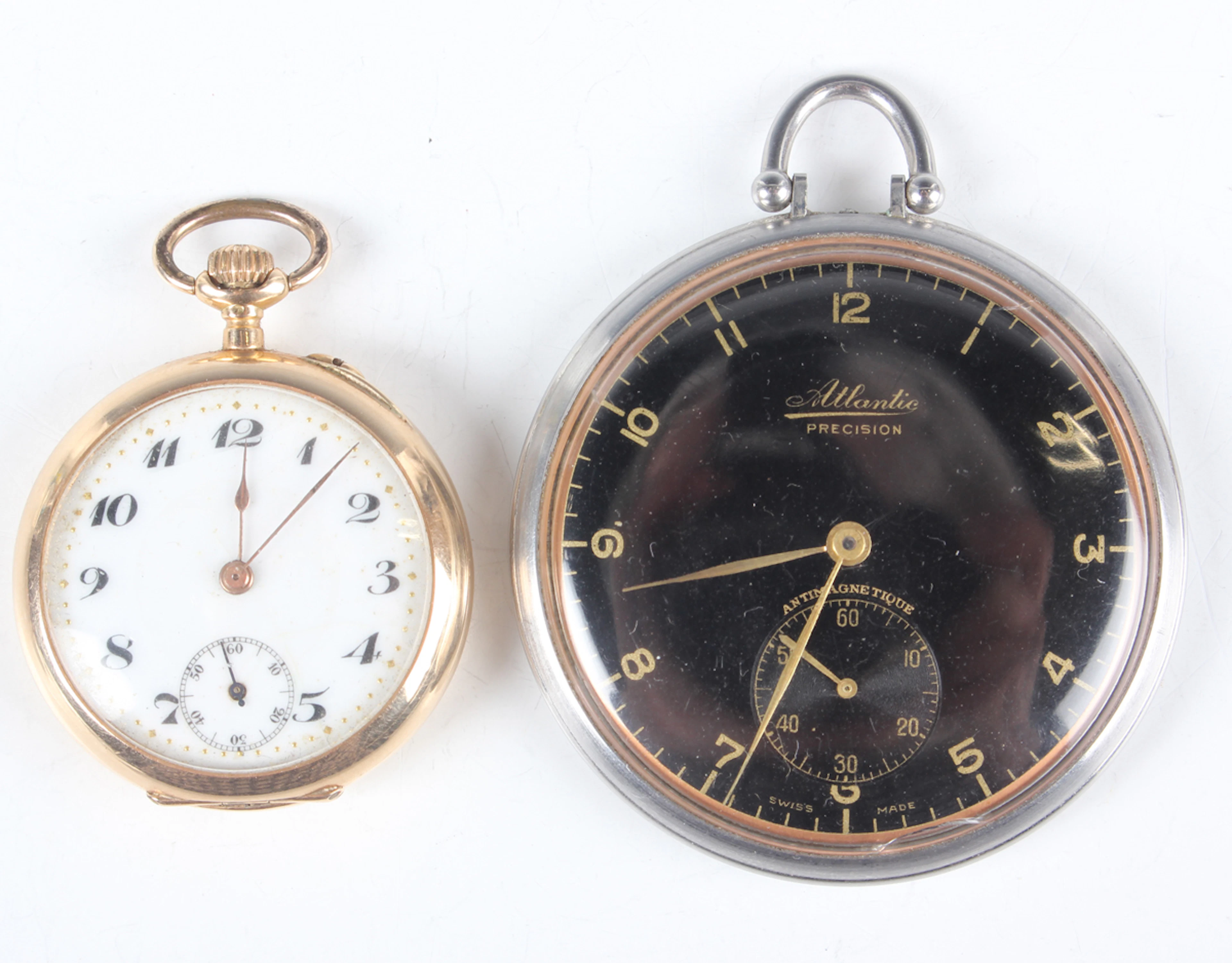 A 14K gold cased keyless wind open-faced lady's fob watch with unsigned