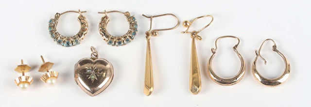 A pair of gold and blue topaz earrings, detailed ‘10K Mexico’, weight