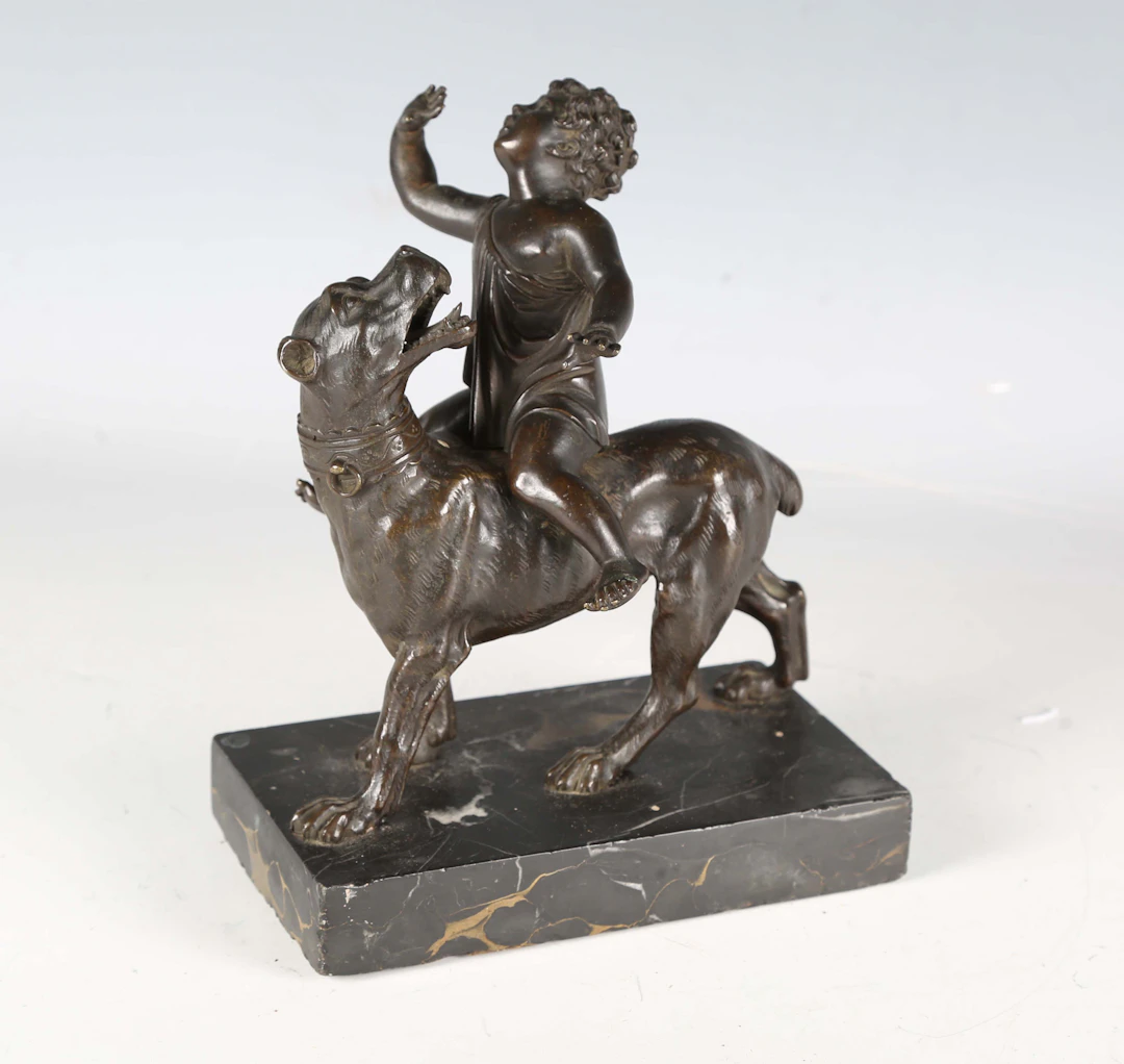 A late 18th/19th century Continental cast bronze figure group of a