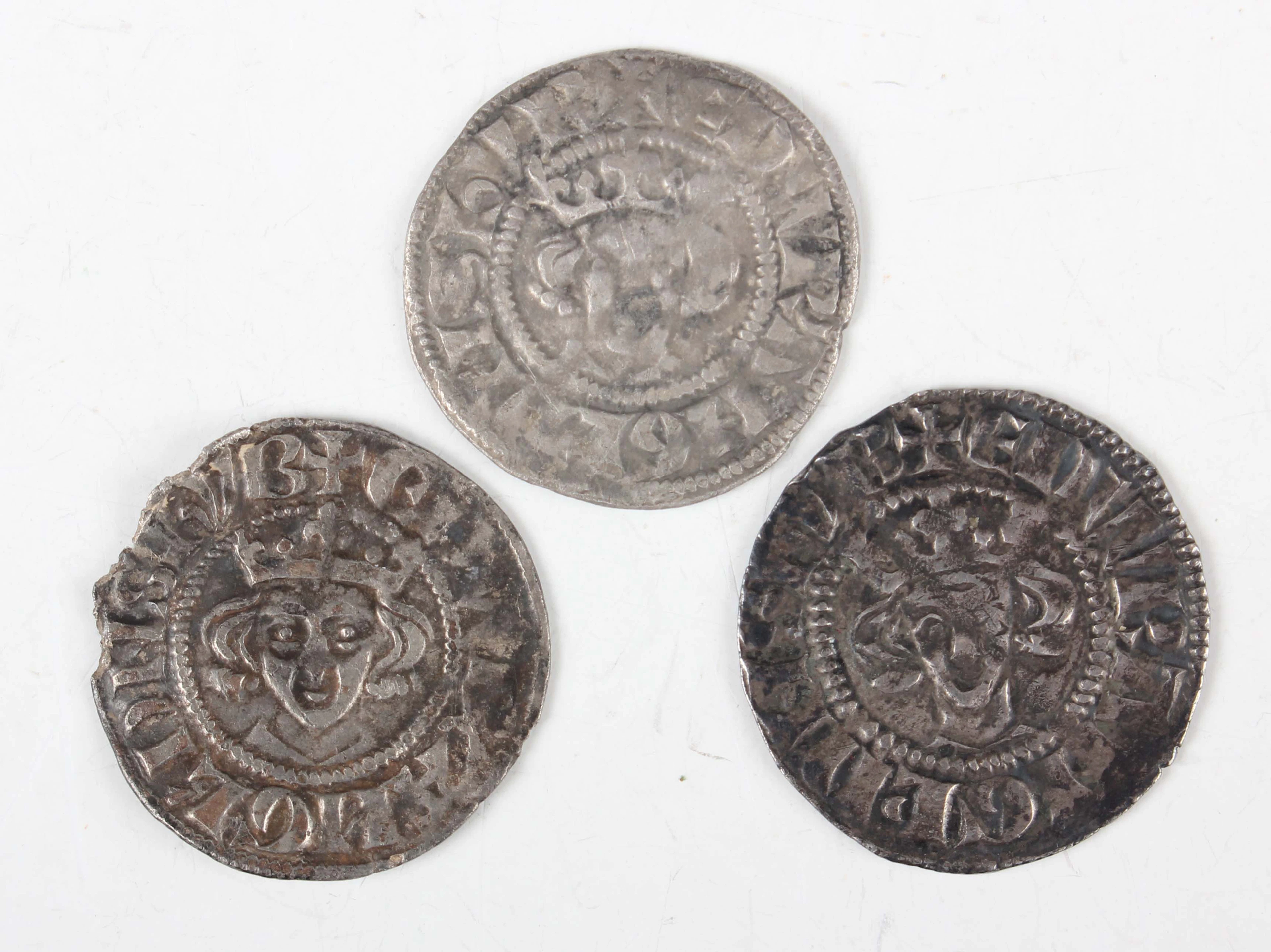 A group of three Edward I hammered silver pennies 1272-1307, comprising