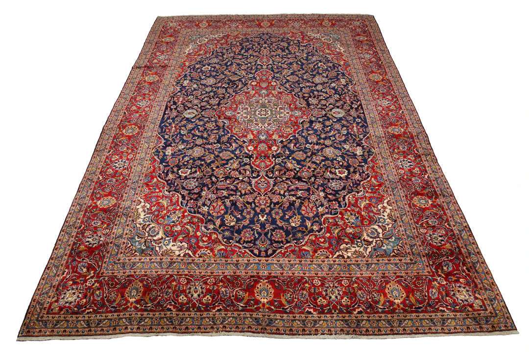 A Kashan carpet, Central Persia, late 20th century, the blue field