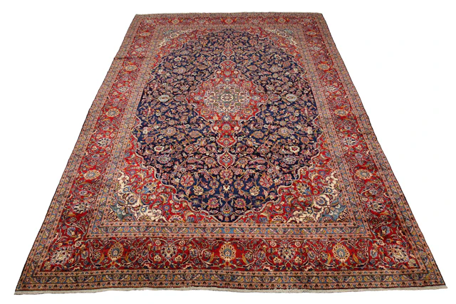 A Kashan carpet, Central Persia, late 20th century, the blue field