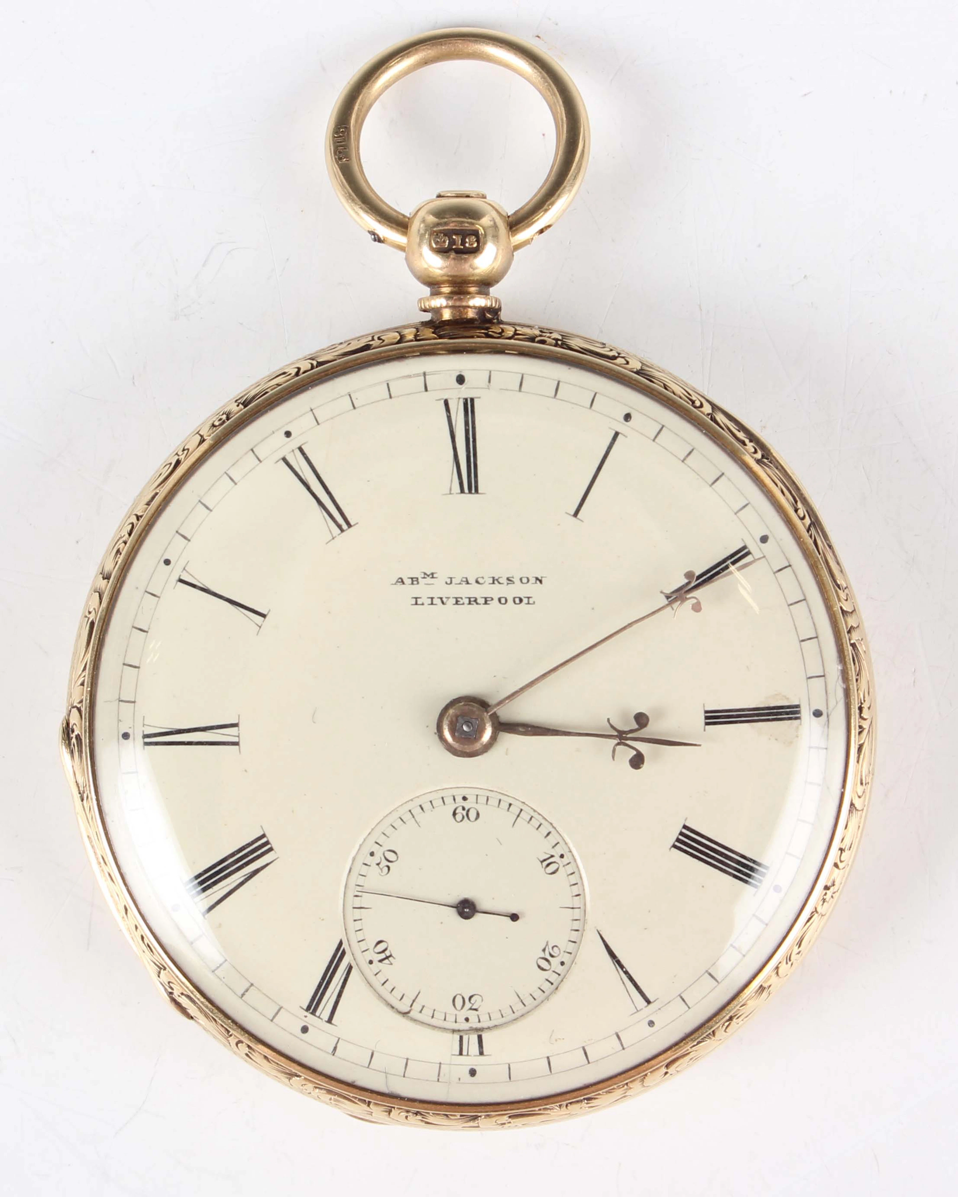 An early Victorian 18ct gold cased keywind open-faced gentleman's