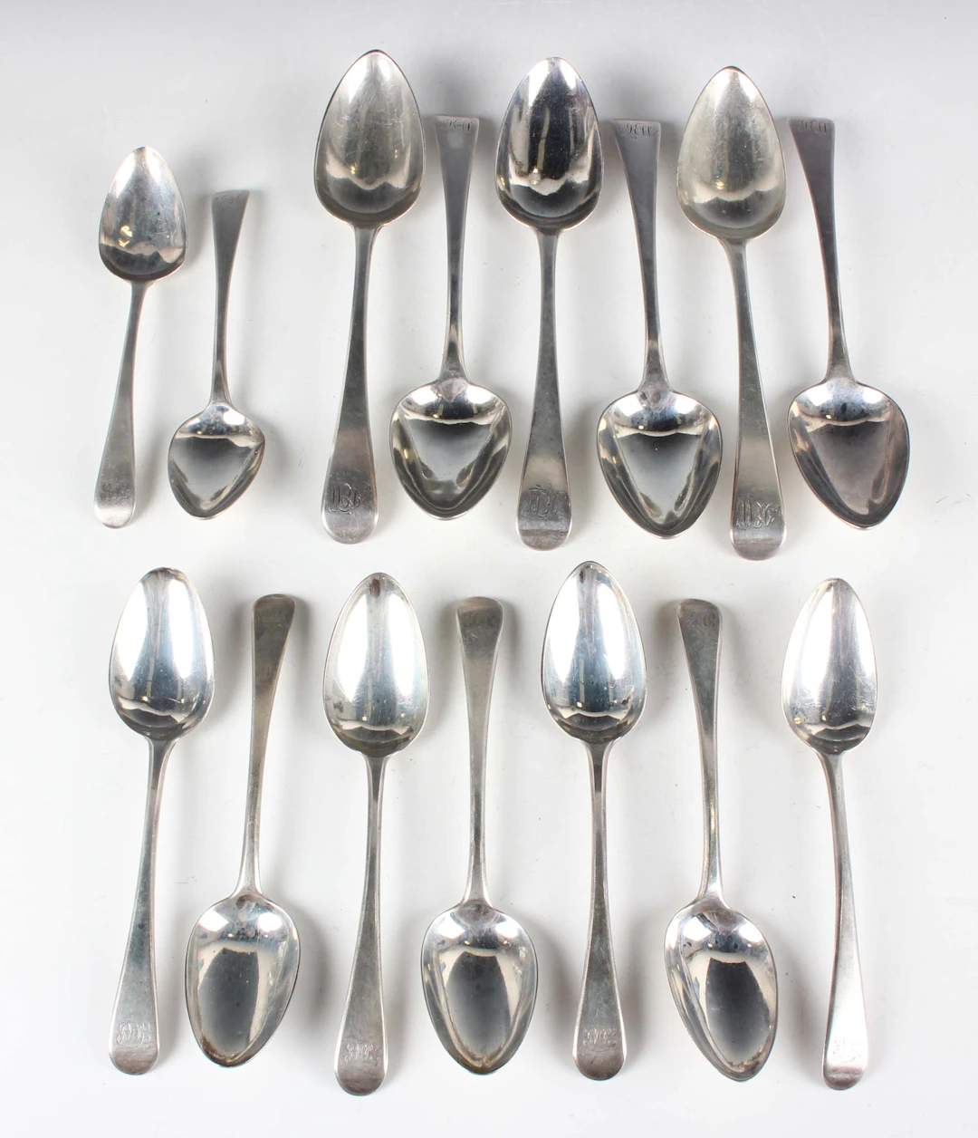 A set of six George III silver Old English pattern tablespoons, London