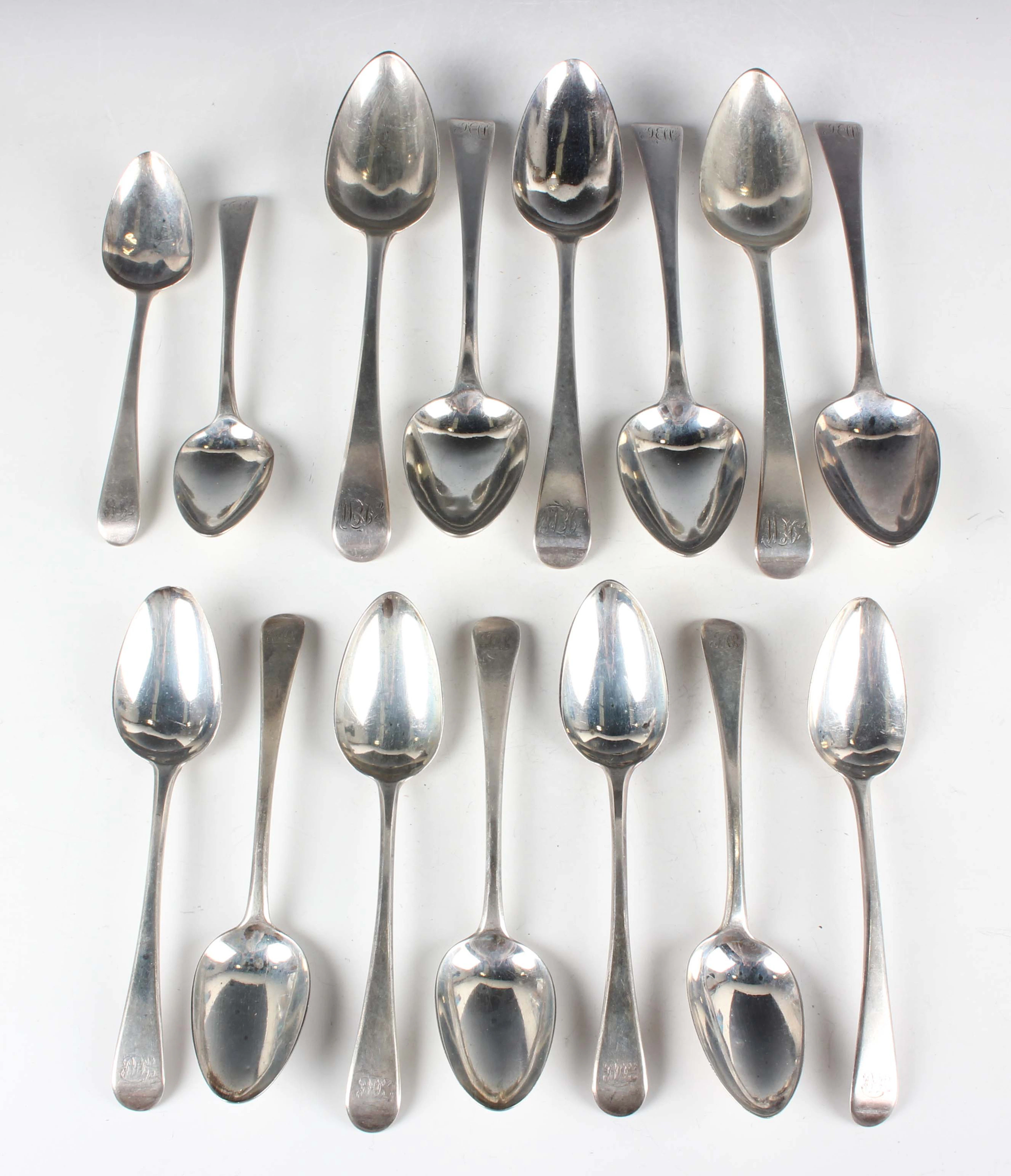 A set of six George III silver Old English pattern tablespoons, London