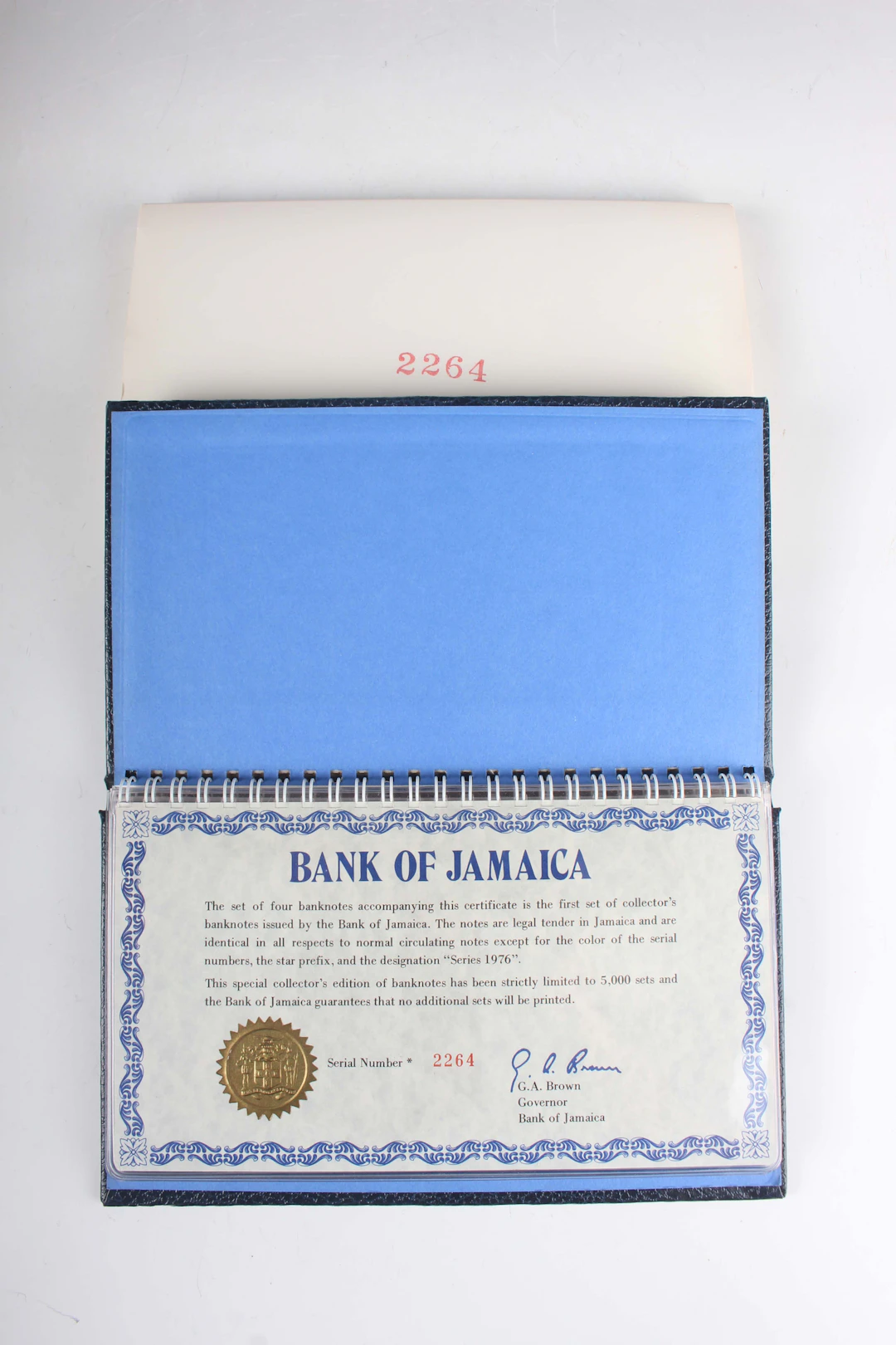 A Bank of Jamaica deluxe presentation four-banknote set, comprising