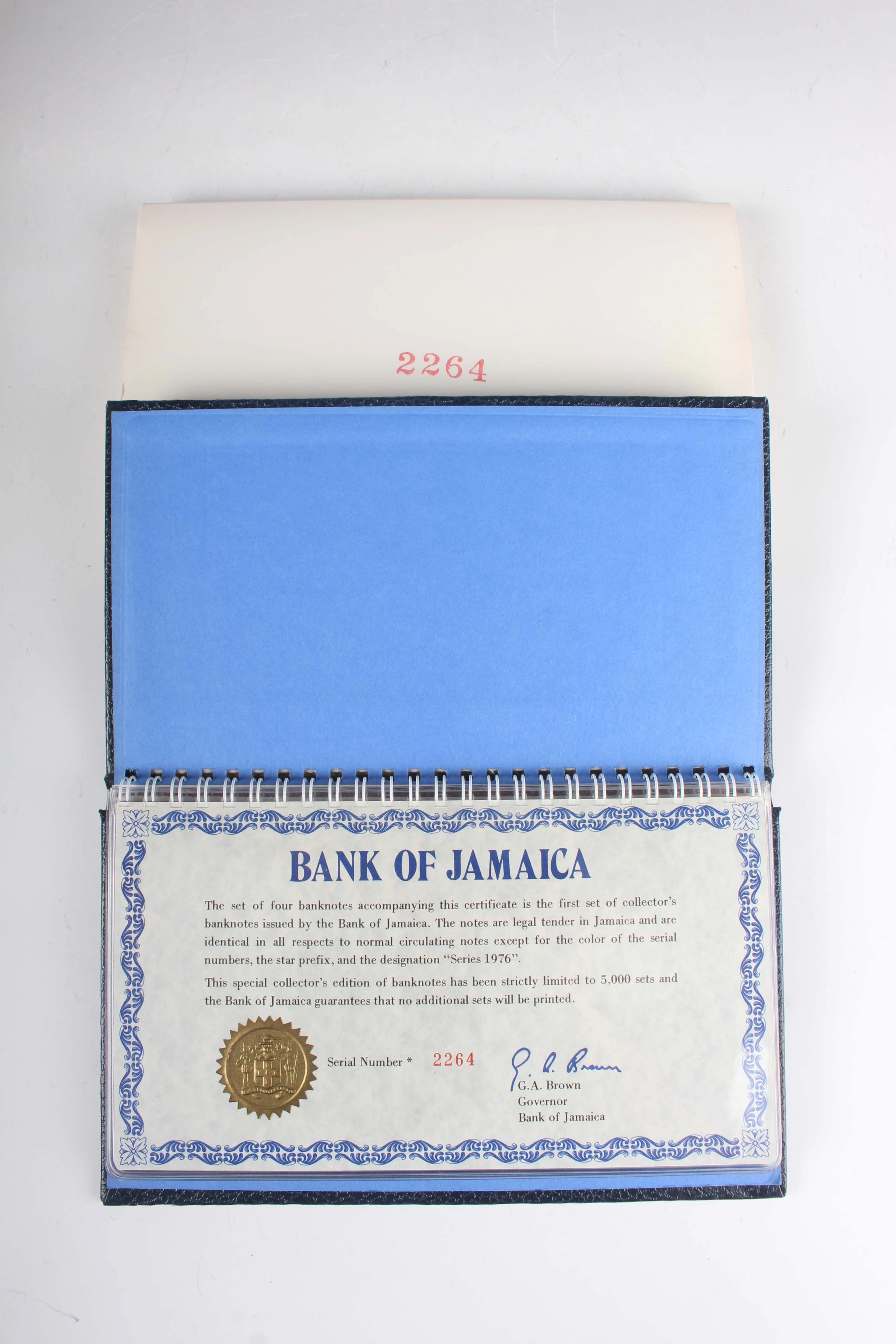 A Bank of Jamaica deluxe presentation four-banknote set, comprising