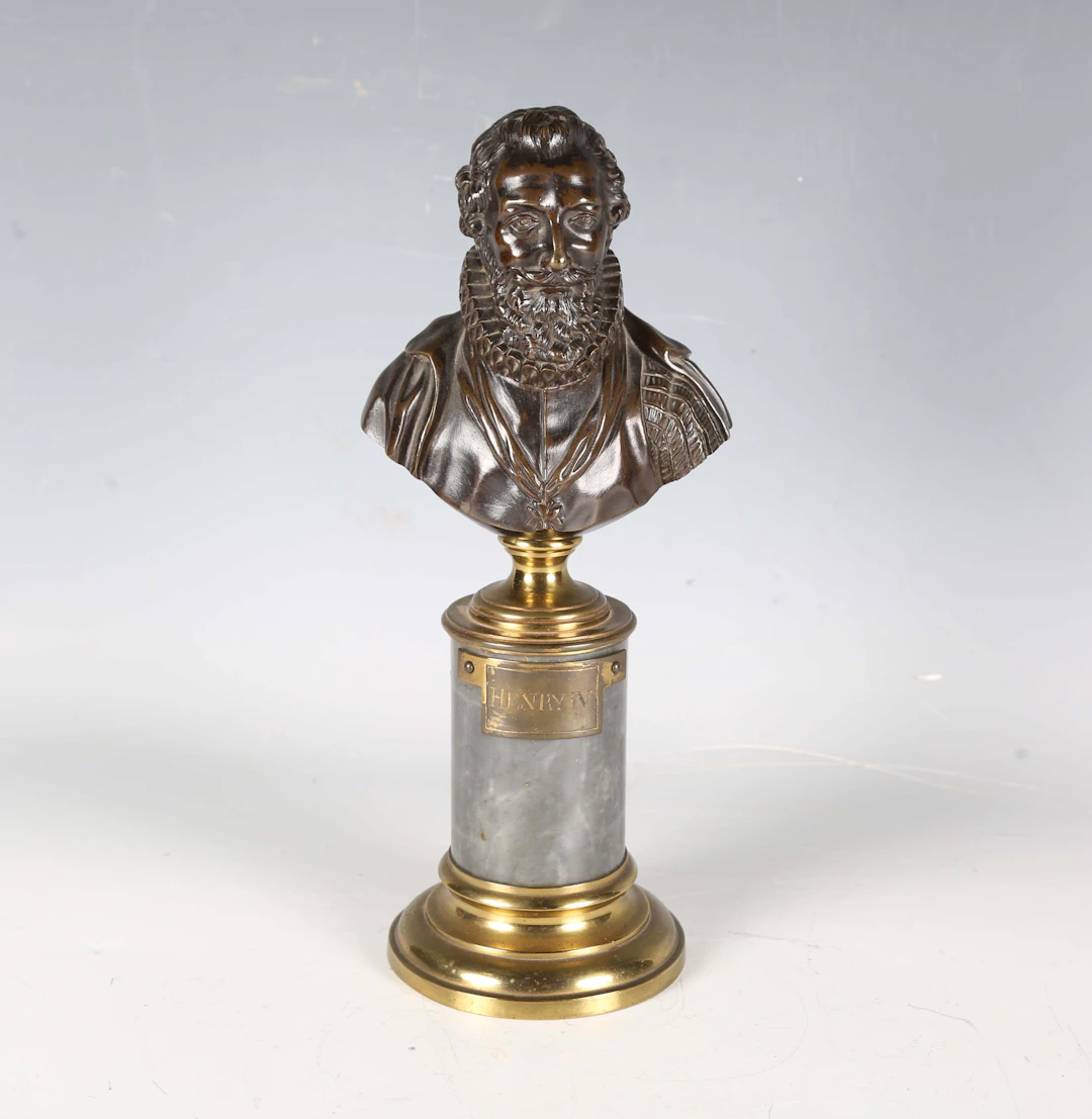 A 19th century French brown patinated cast bronze head and shoulders