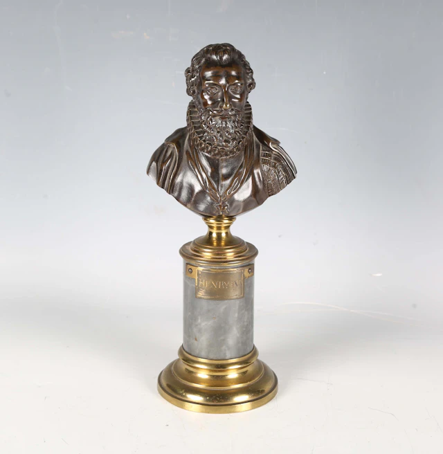 A 19th century French brown patinated cast bronze head and shoulders