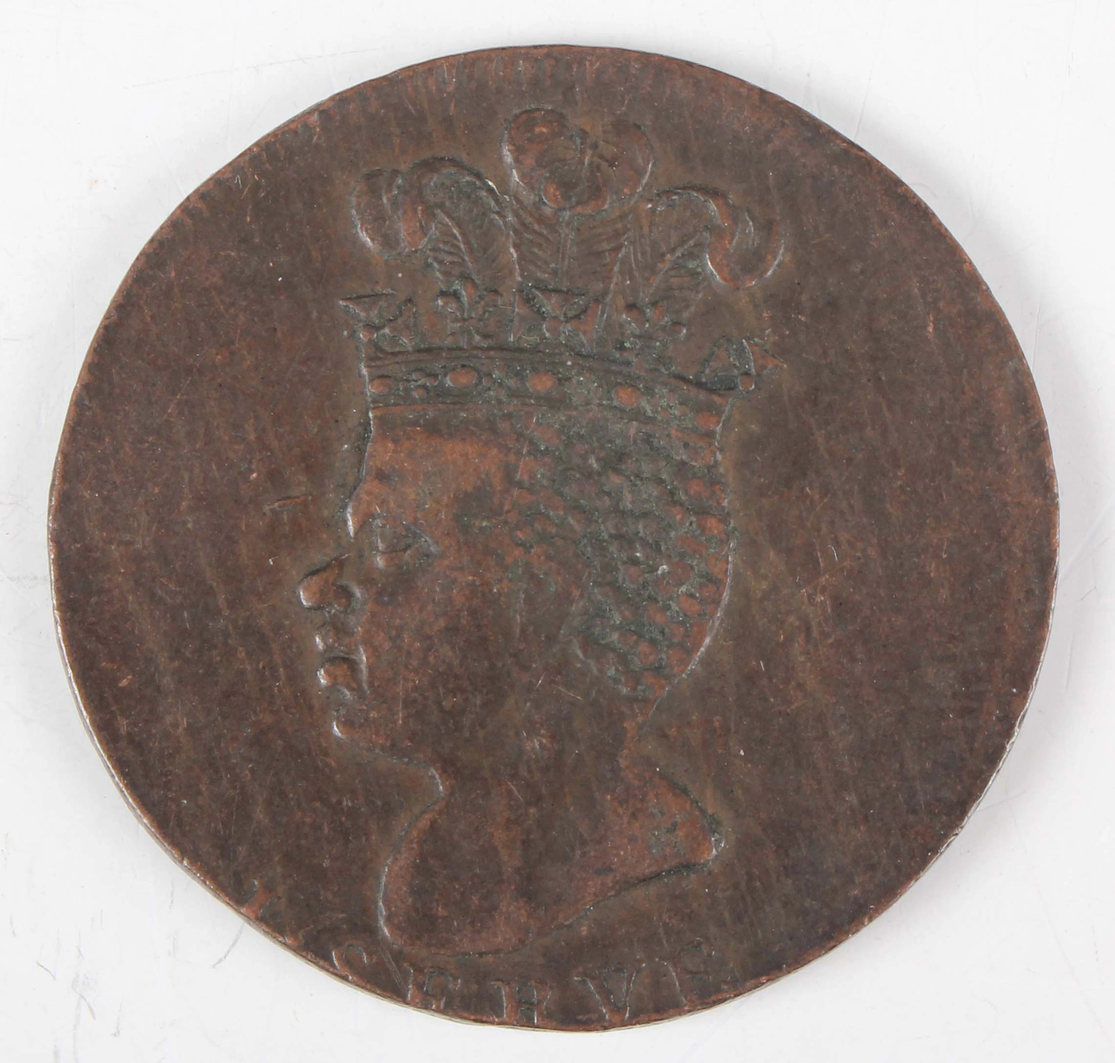 A scarce Barbados one penny 1788, obverse with slave facing left