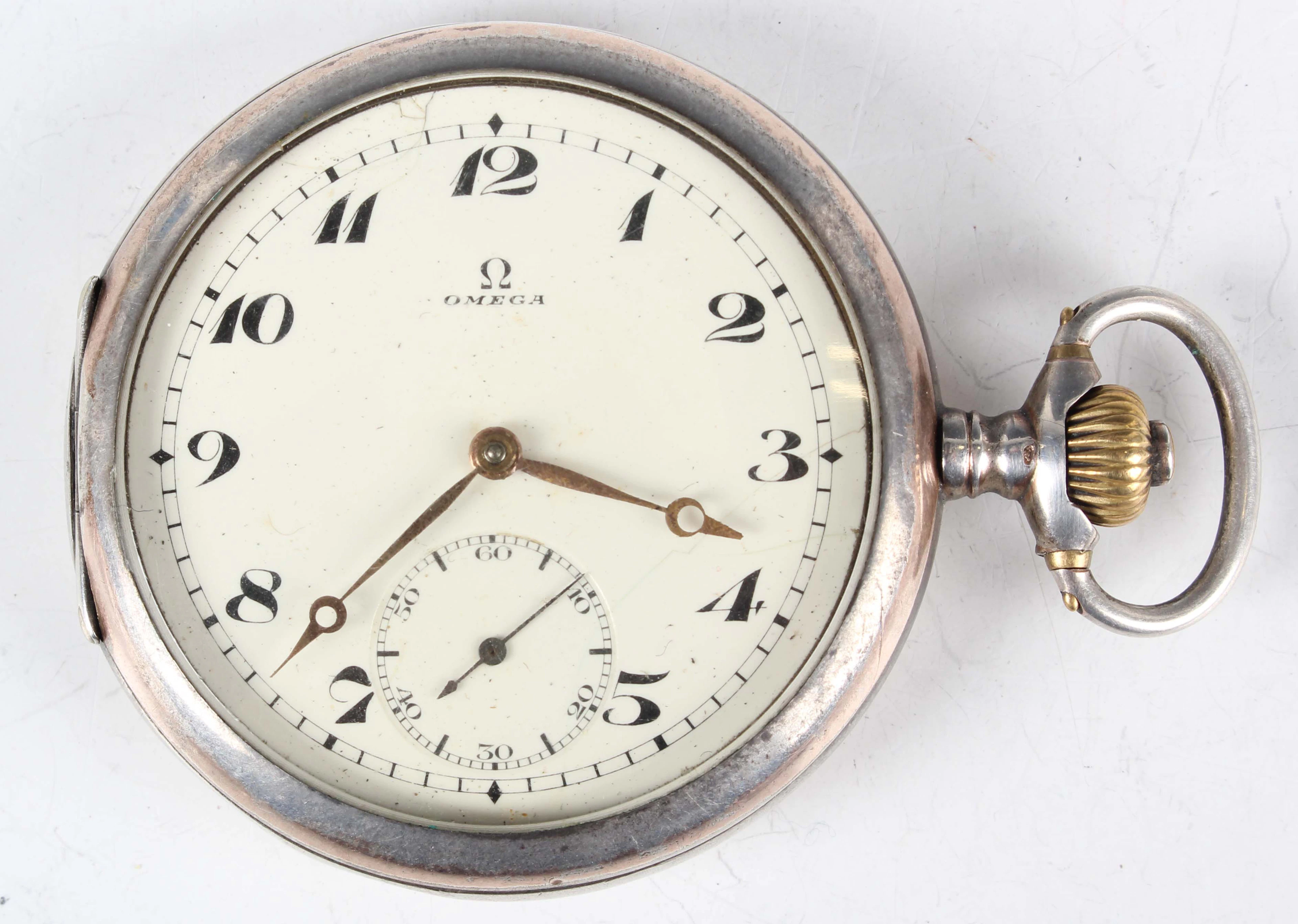 An Omega .800 silver cased keyless side-winding open-faced gentleman's