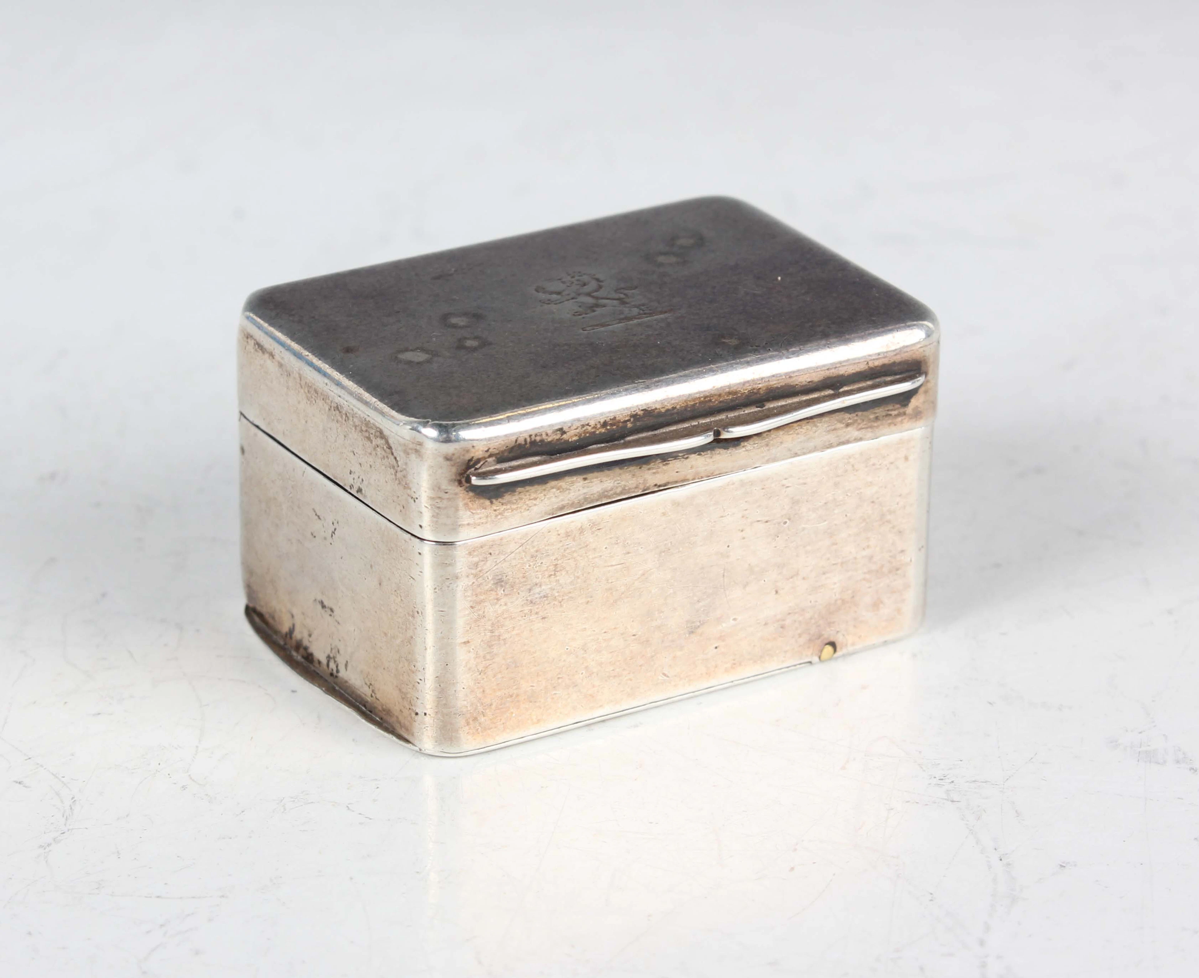 A William IV silver rectangular nutmeg grater box, the hinged lid