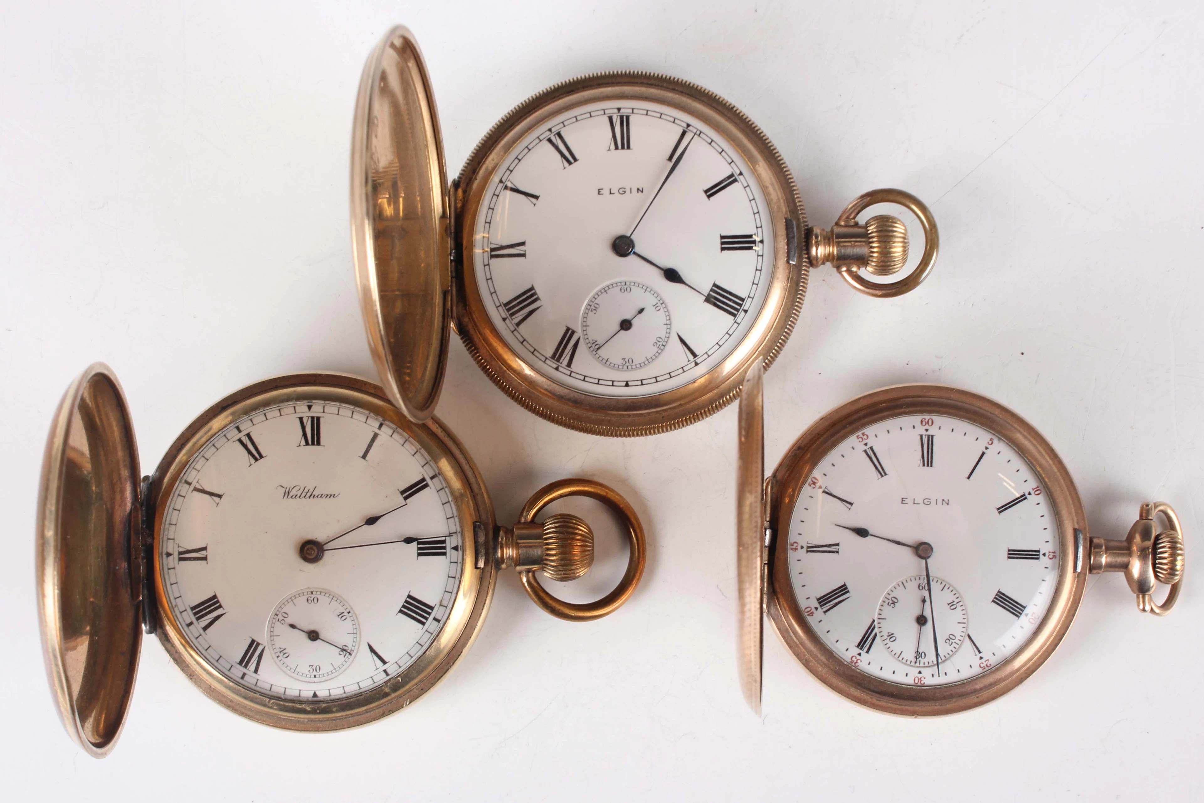 An Elgin gilt metal hunting cased keyless wind gentleman's pocket