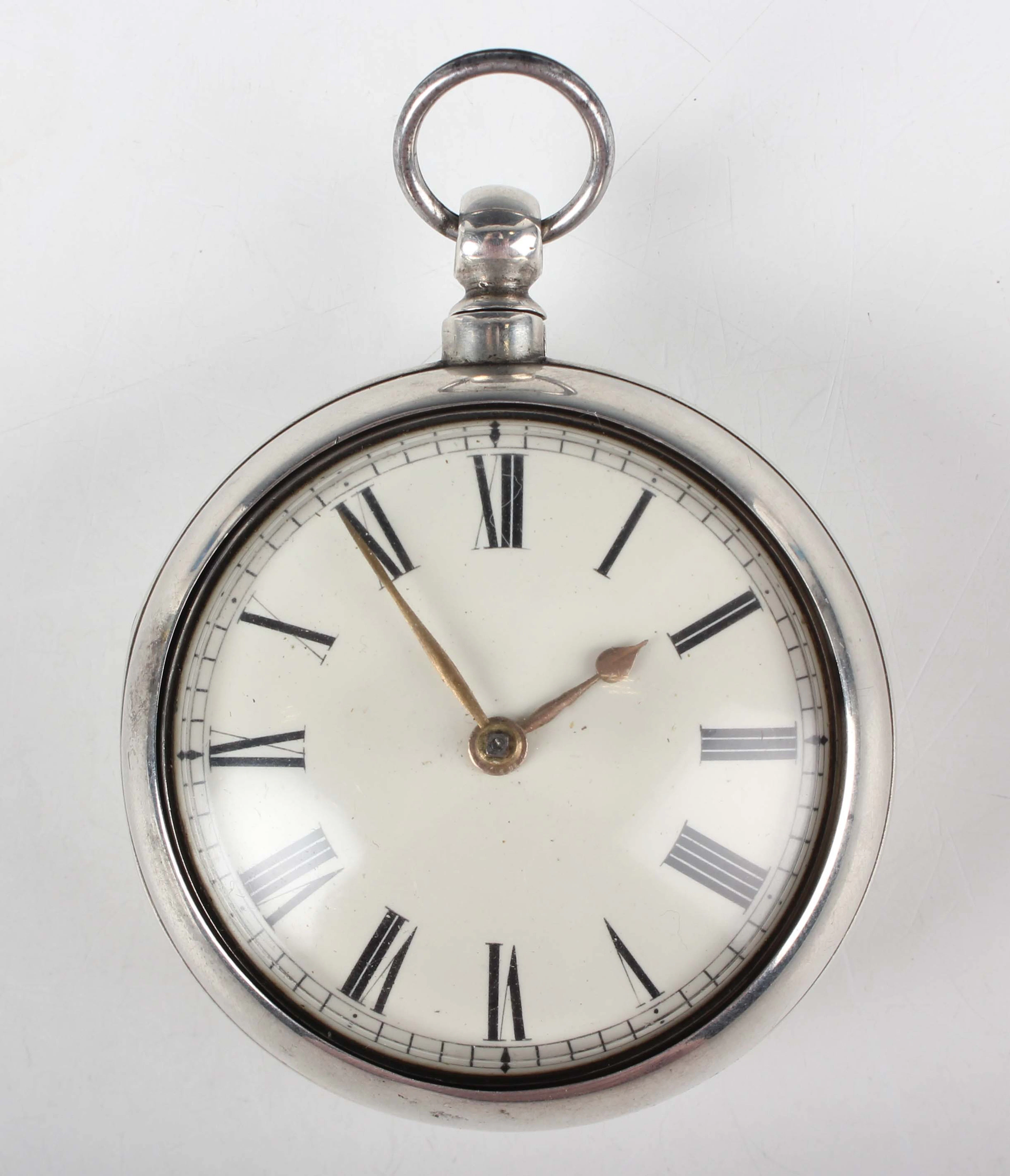 A William IV silver pair cased keywind gentleman's pocket watch, the