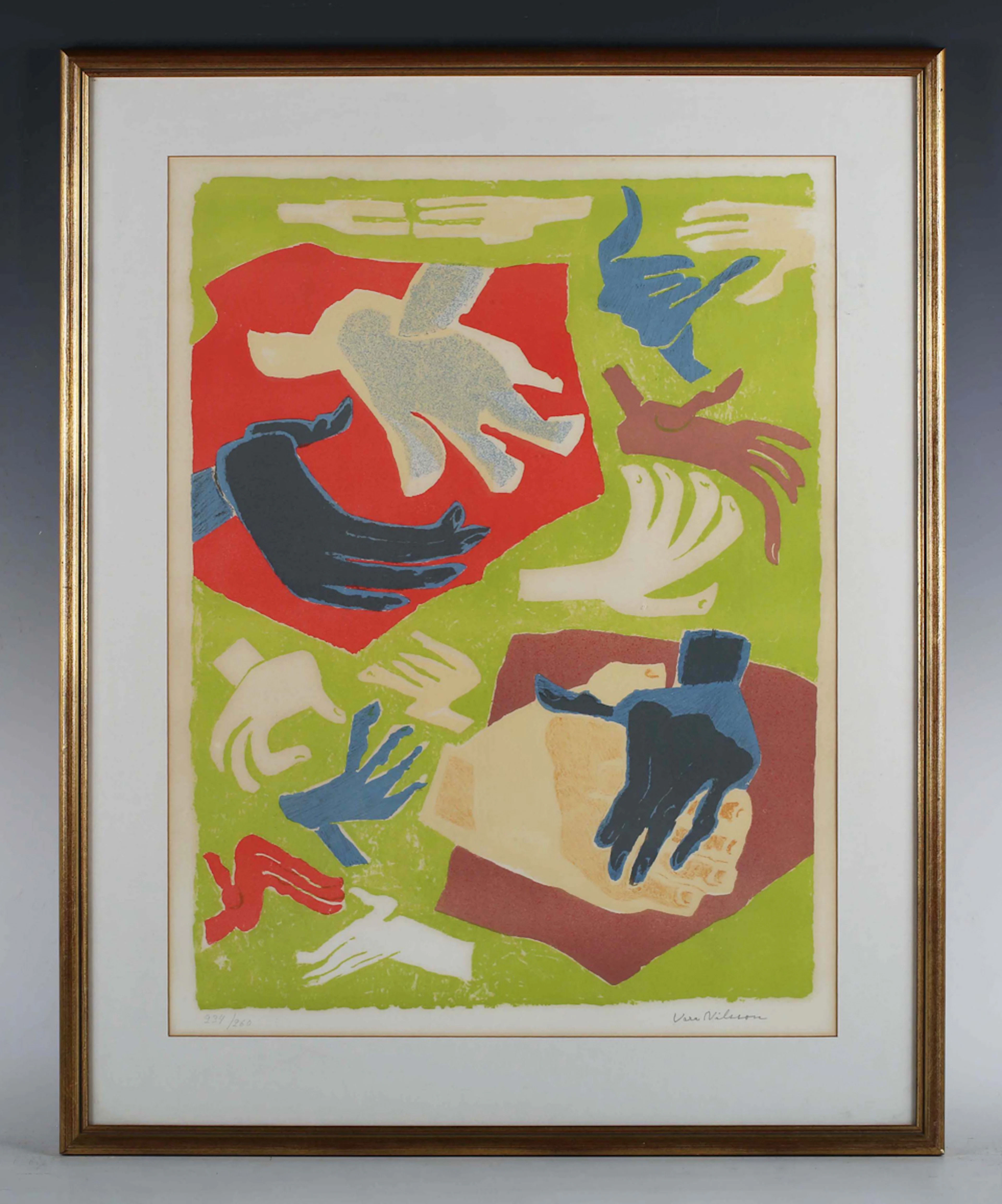 Vera Nilsson (Swedish 1888-1979) - Händer, colour lithograph, signed