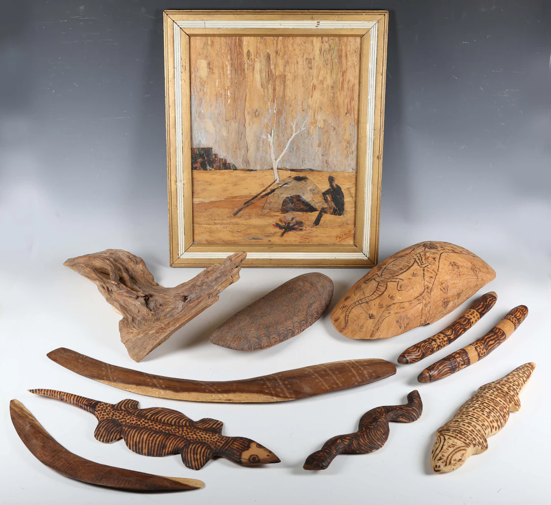 A collection of Australian Aboriginal carved wooden decorative collectors'