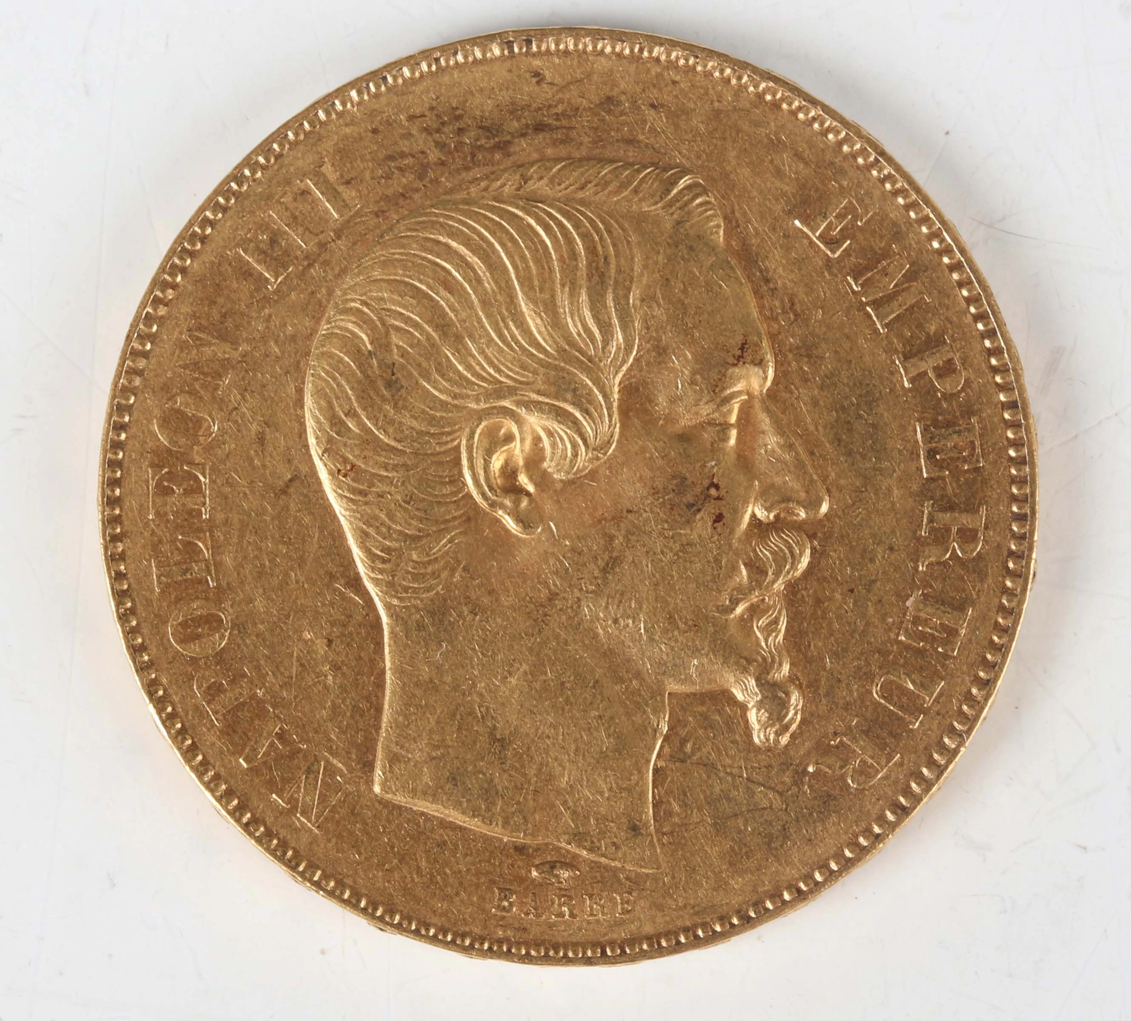 A France Napoleon III gold fifty francs 1857, Paris Mint. Note: this
