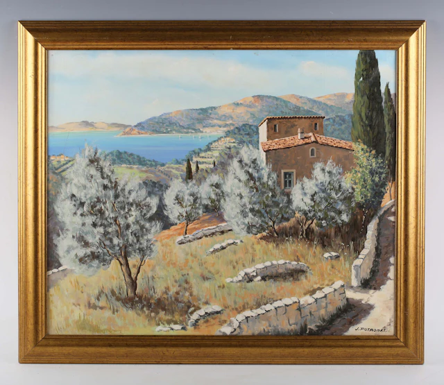 Jean Potronat (French 20th century) - Mediterranean landscape, oil