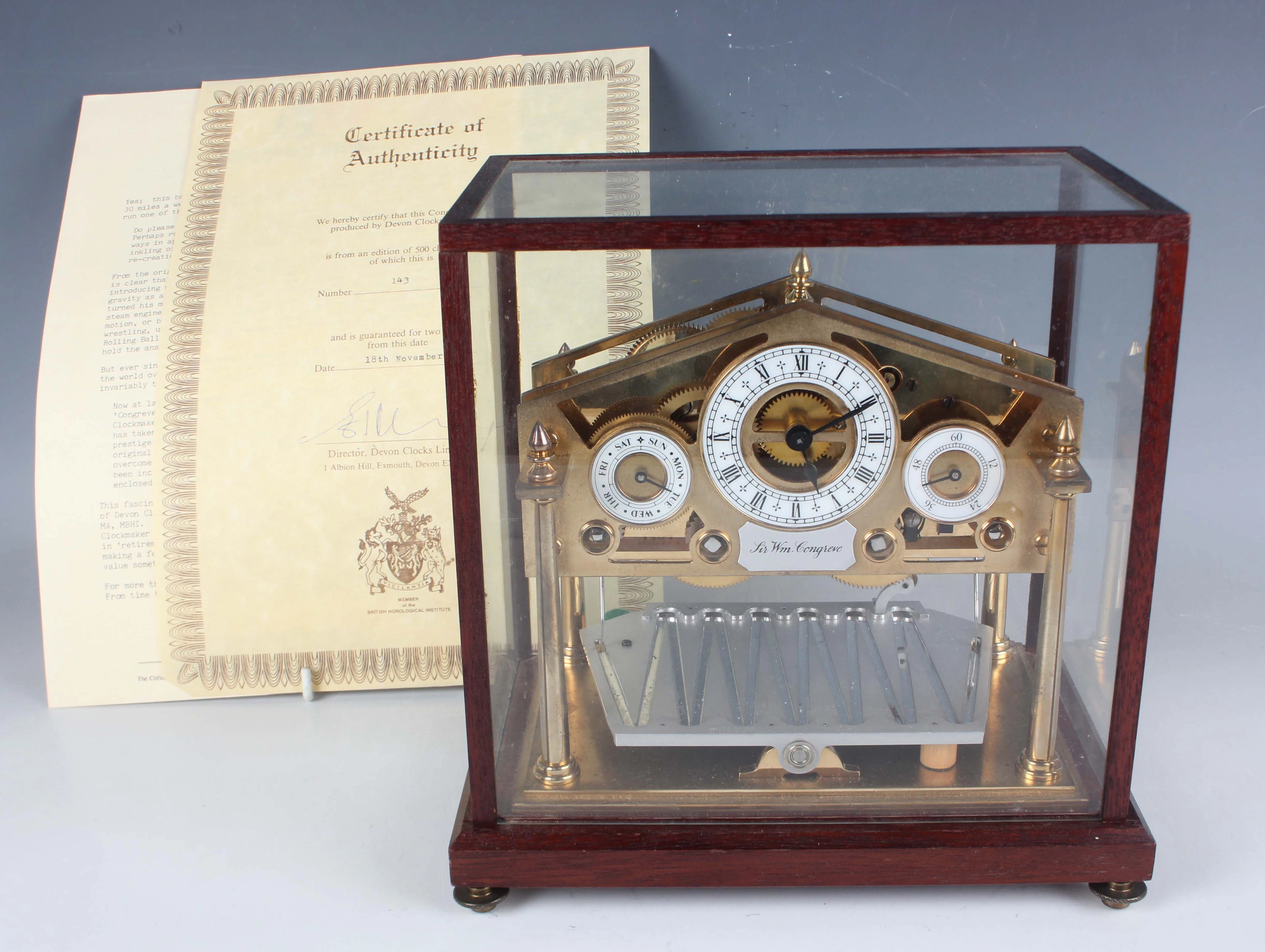 A late 20th century Devon Clocks Ltd gilt lacquered brass diminutive