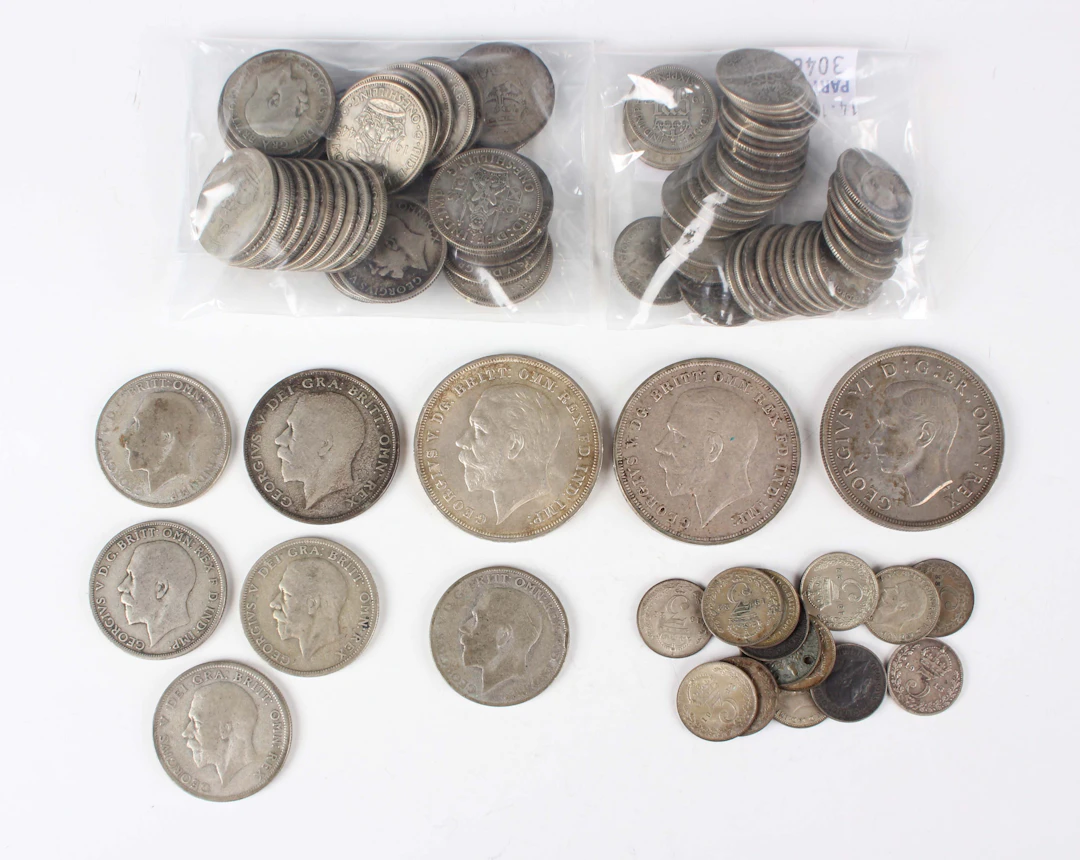 A large collection of British silver nickel coinage, including two