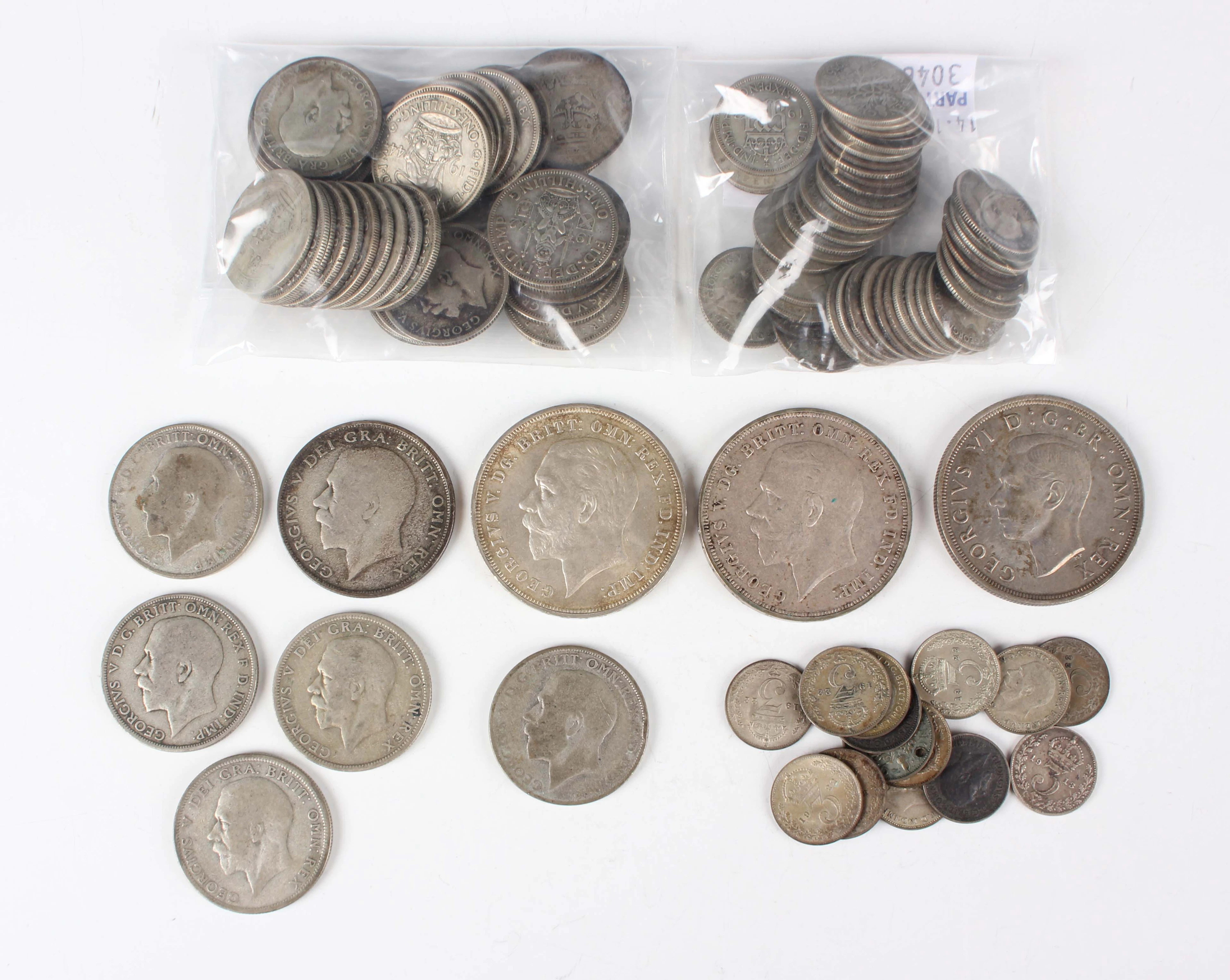 A large collection of British silver nickel coinage, including two