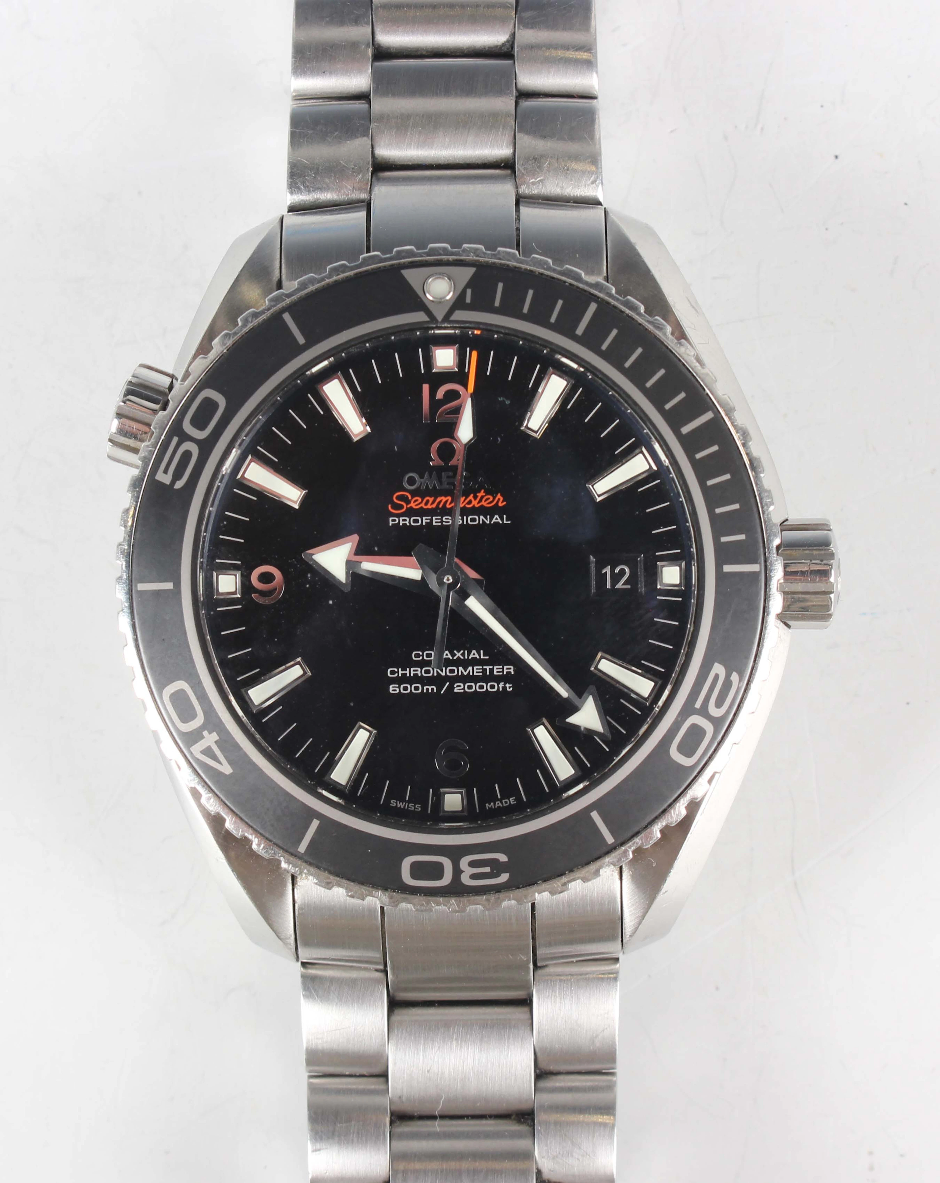 An Omega Seamaster Professional Planet Ocean stainless steel gentleman's