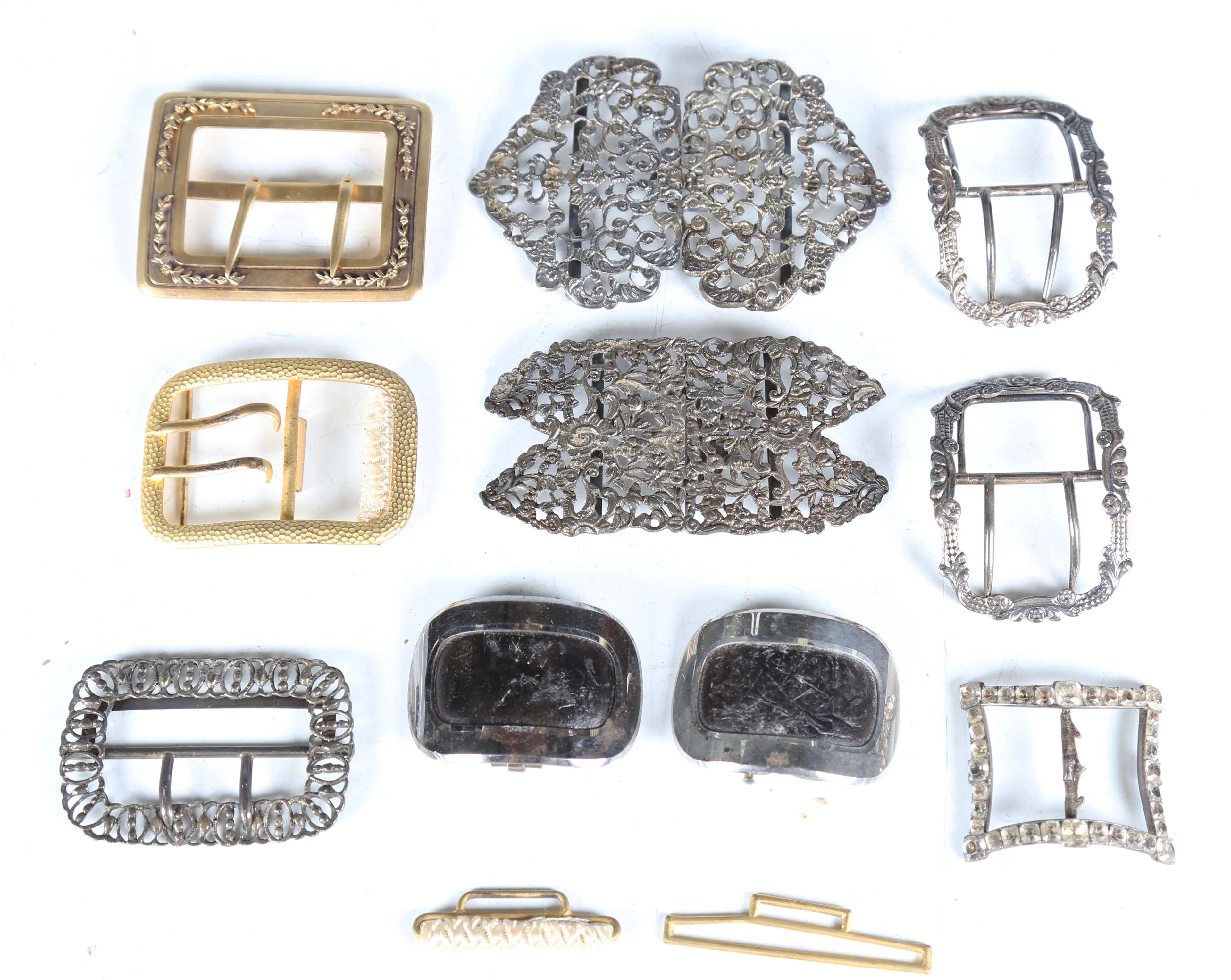 A group of George III and later shoe and belt buckles, including some