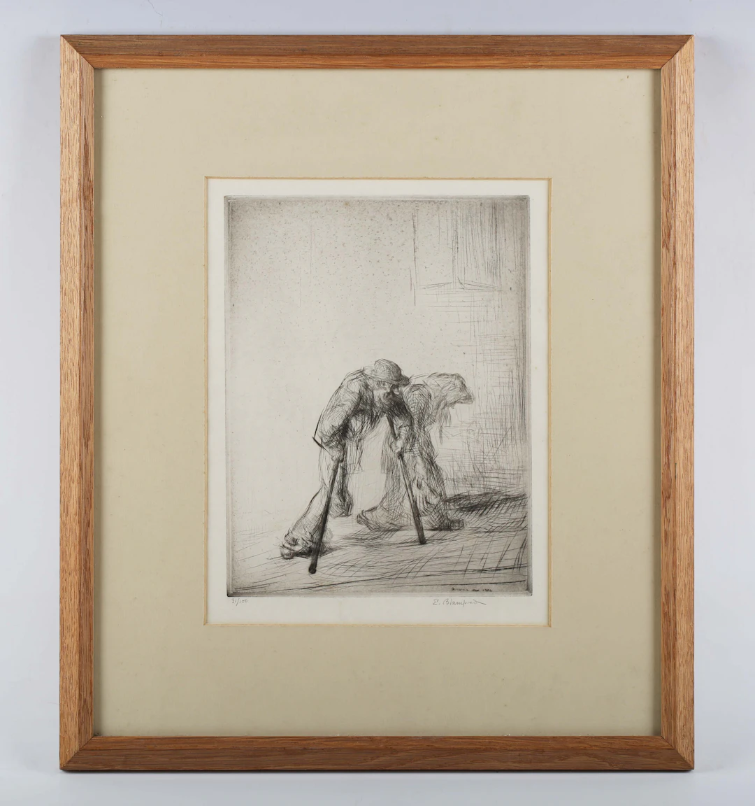 Edmund Blampied (British 1886-1966) - Poor people, etching, circa