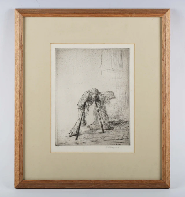 Edmund Blampied (British 1886-1966) - Poor people, etching, circa