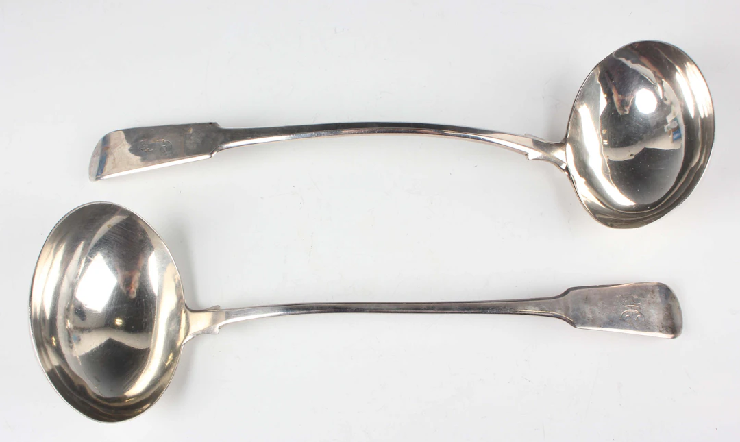 A George III silver Fiddle pattern soup ladle, London 1806 by Peter