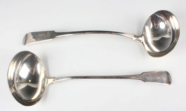 A George III silver Fiddle pattern soup ladle, London 1806 by Peter