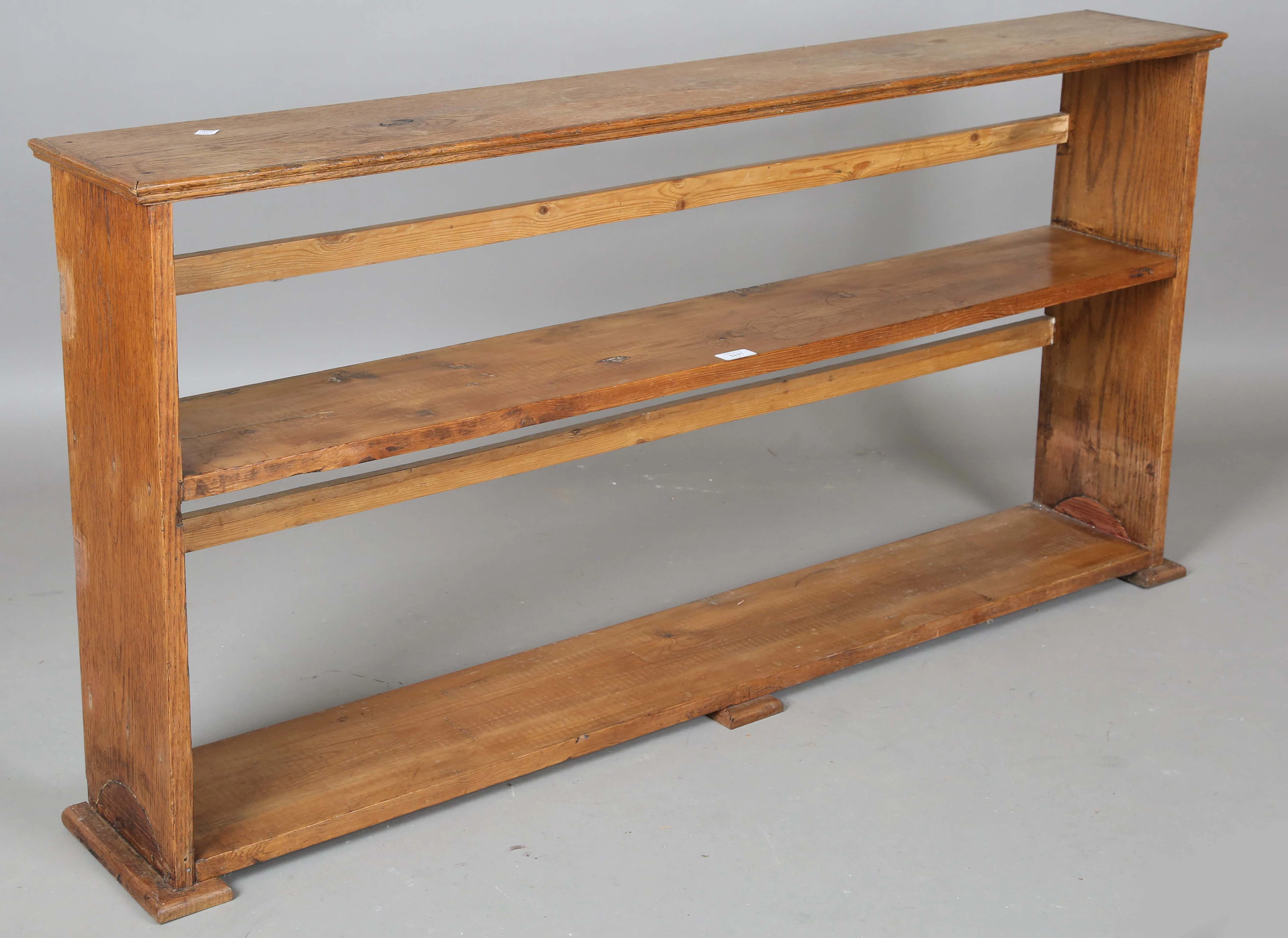 An early 20th century oak low open-fronted bookcase, height 64cm