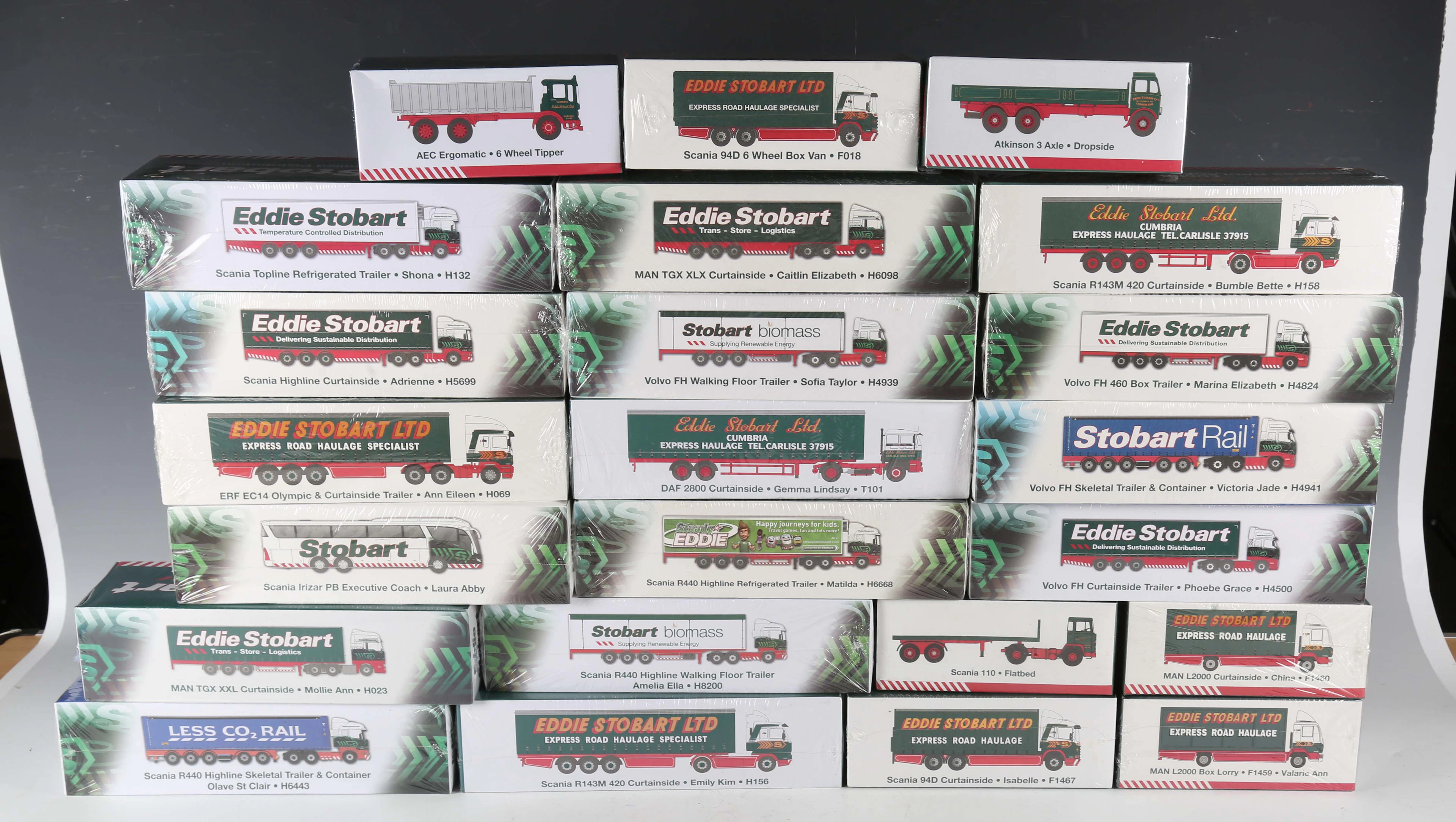 Forty-four Atlas Editions Eddie Stobart vehicles, including Scania