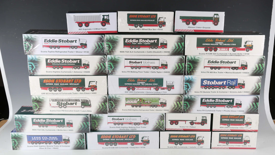 Forty-four Atlas Editions Eddie Stobart vehicles, including Scania