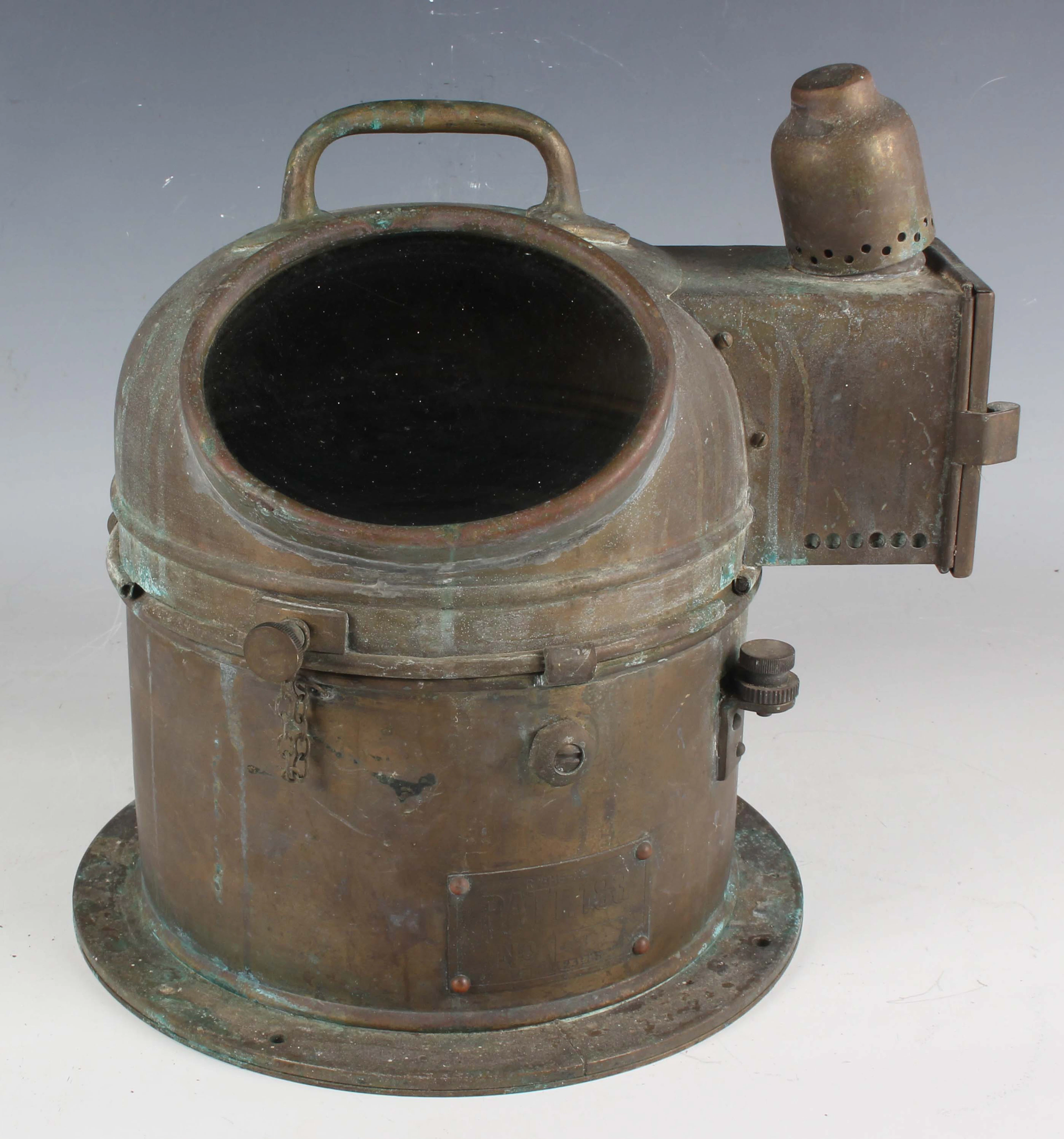 An early 20th century brass cased ship's binnacle compass, detailed