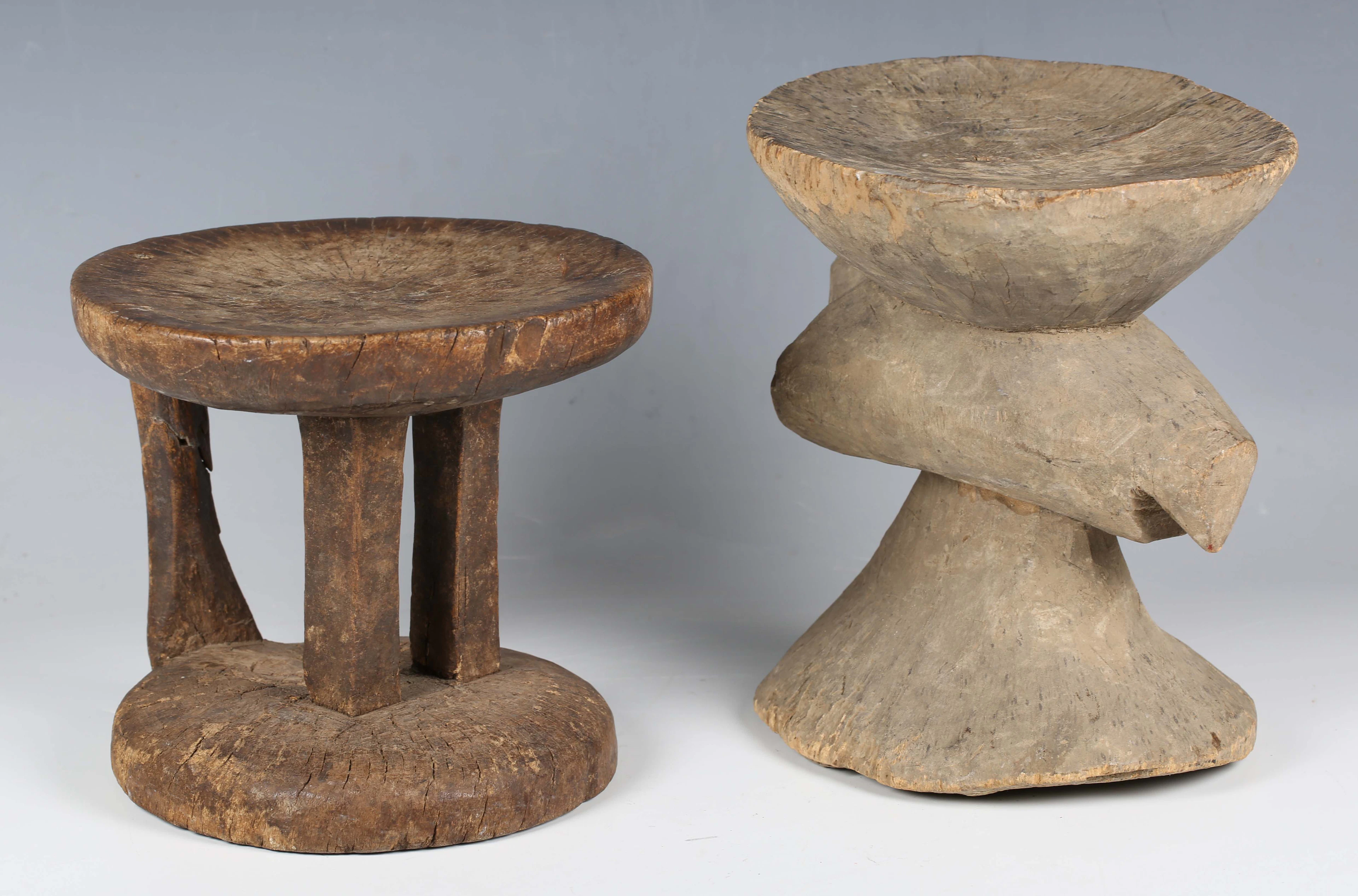 A Tonga carved wooden stool, Zimbabwe, modelled as a stylized hornbill