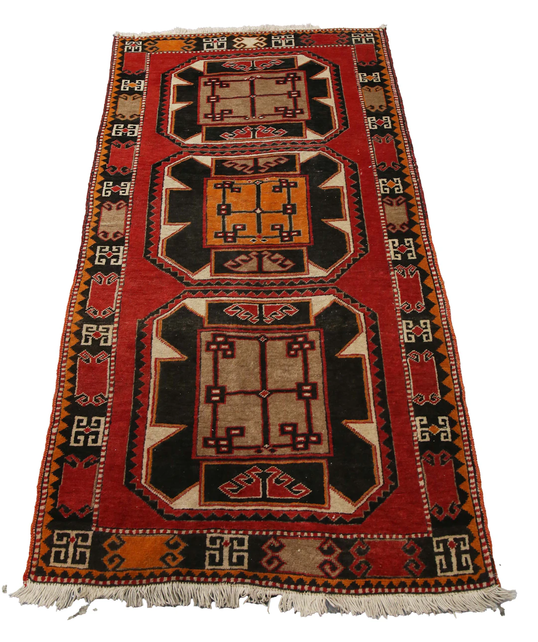 A Turkish 'Kazak' style rug, late 20th century, the red field with