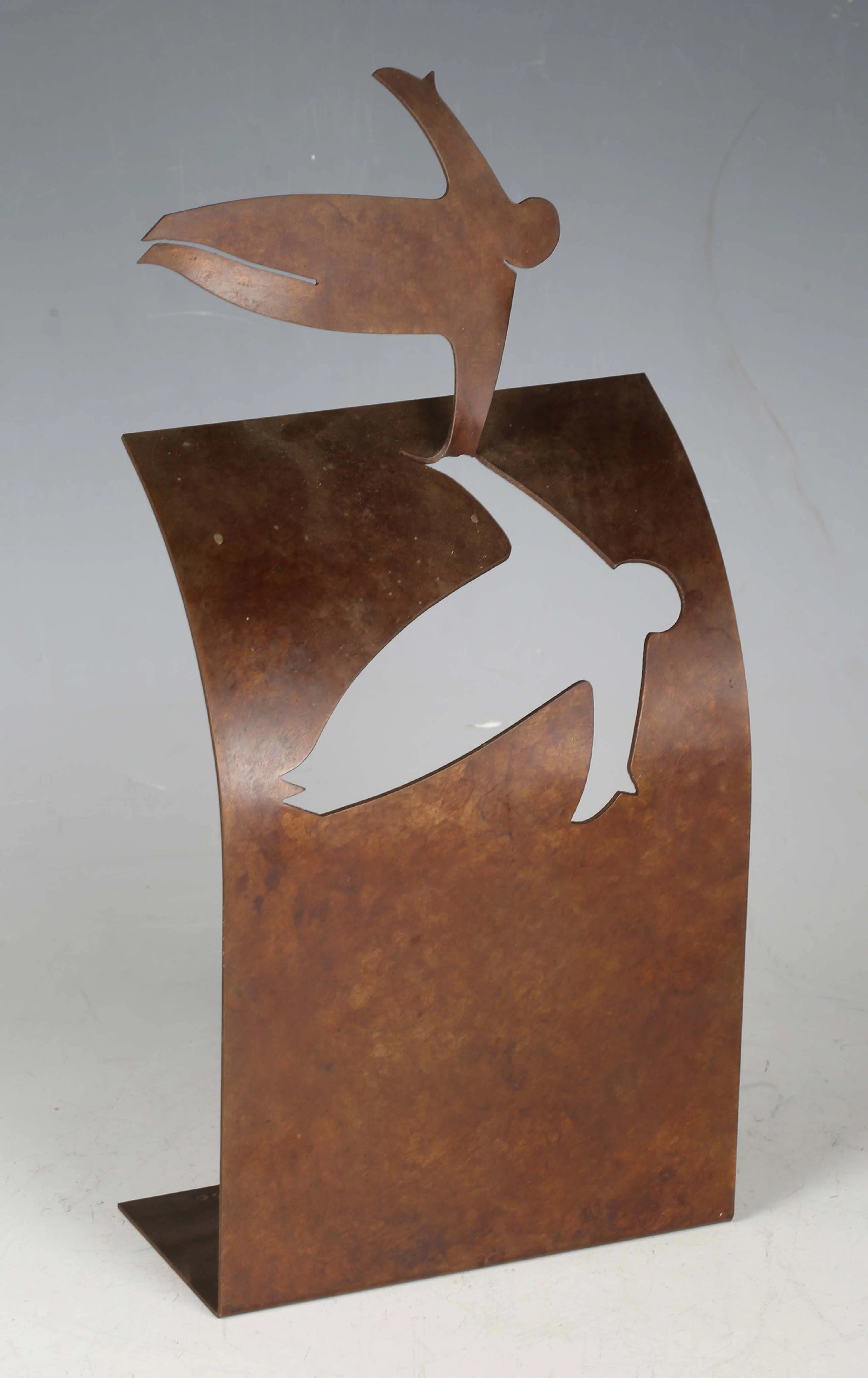Giles Penny - Flying Man, a copper plate model of a man flying above